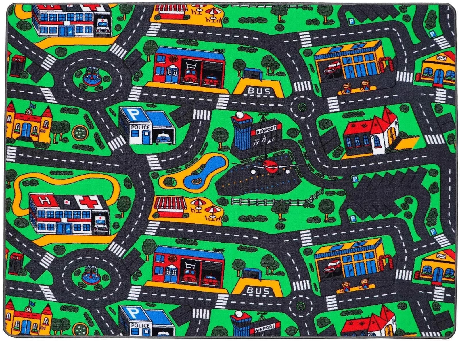 Kinderteppich Spielteppich CITY Grün Polyamid Made in Belgium