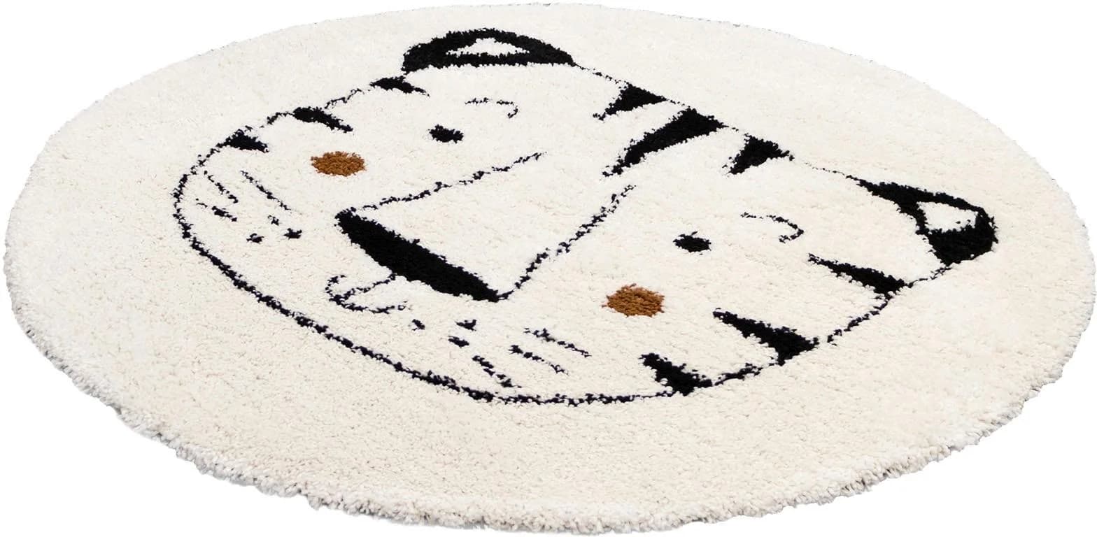 Kinderteppich NOMAD Whiter Tiger Weiß Polypropylen Rund