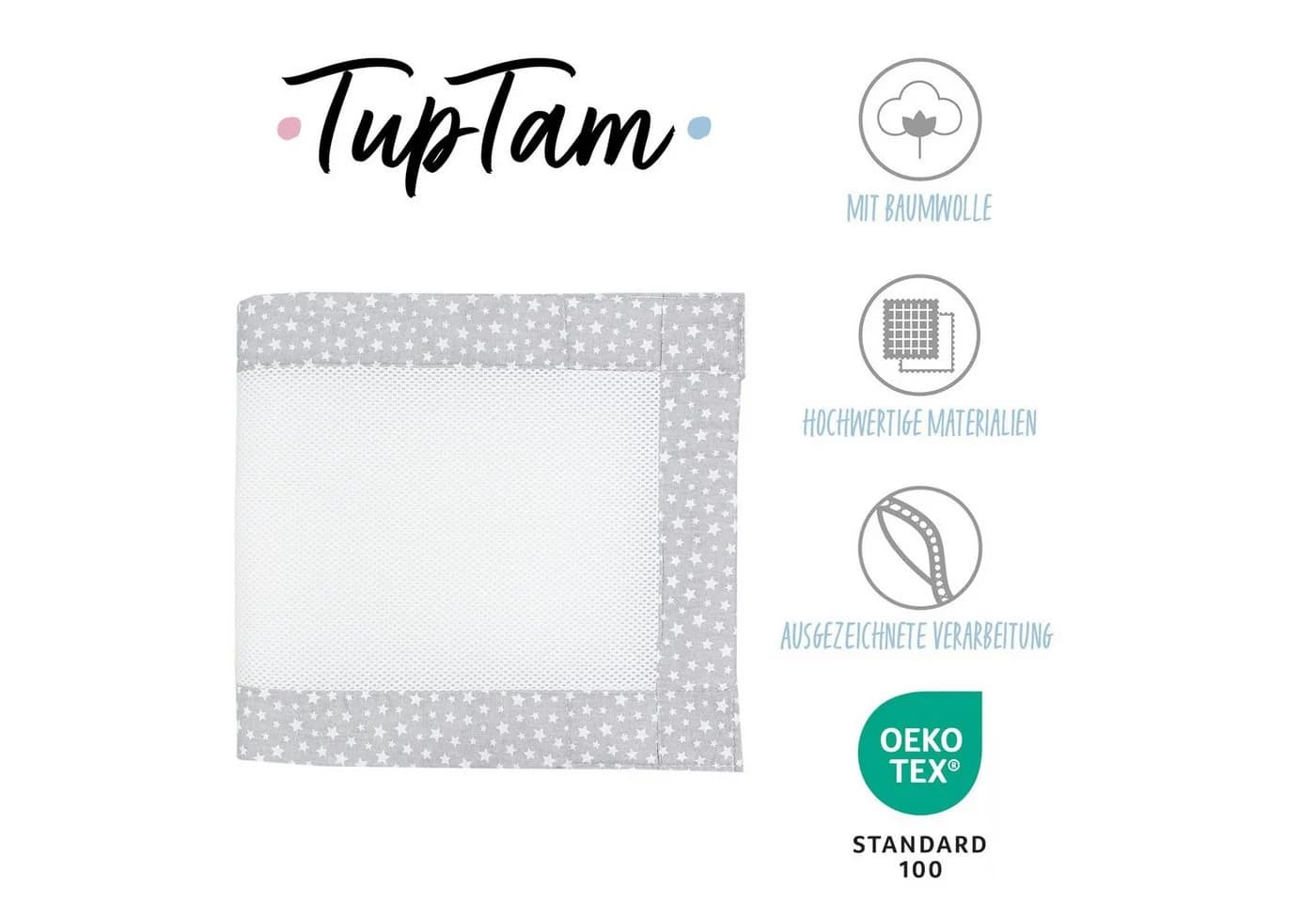 TupTam Bettnestchen 3D Mesh Schutznetz Grau 2er Pack