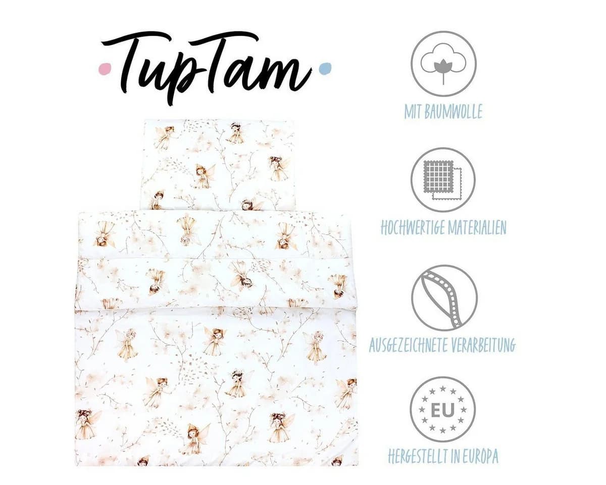 TupTam Kinderbettdecken-Set 2tlg. Ganzjahresdecke Baumwolle Beige/Braun