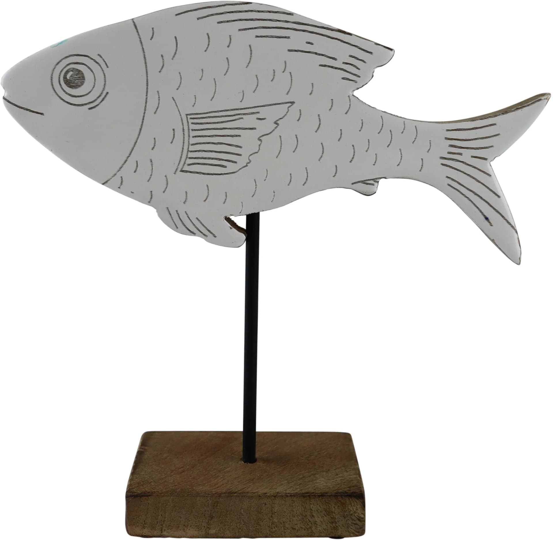 AM DESIGN Dekofigur Fisch Weiß Holzwerkstoff Metall