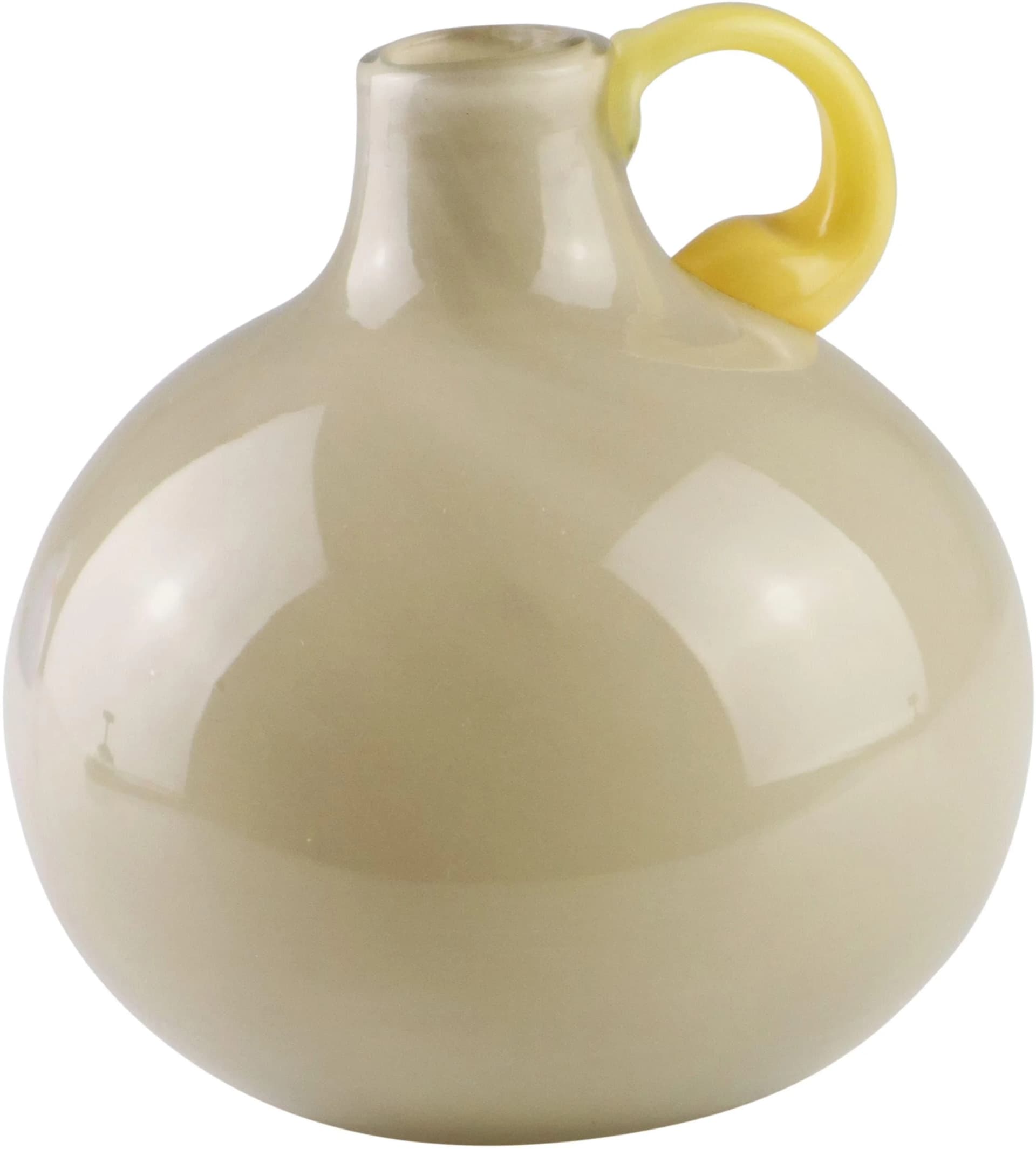 AM DESIGN Braune Glasvase mit gelbem Griff Modern