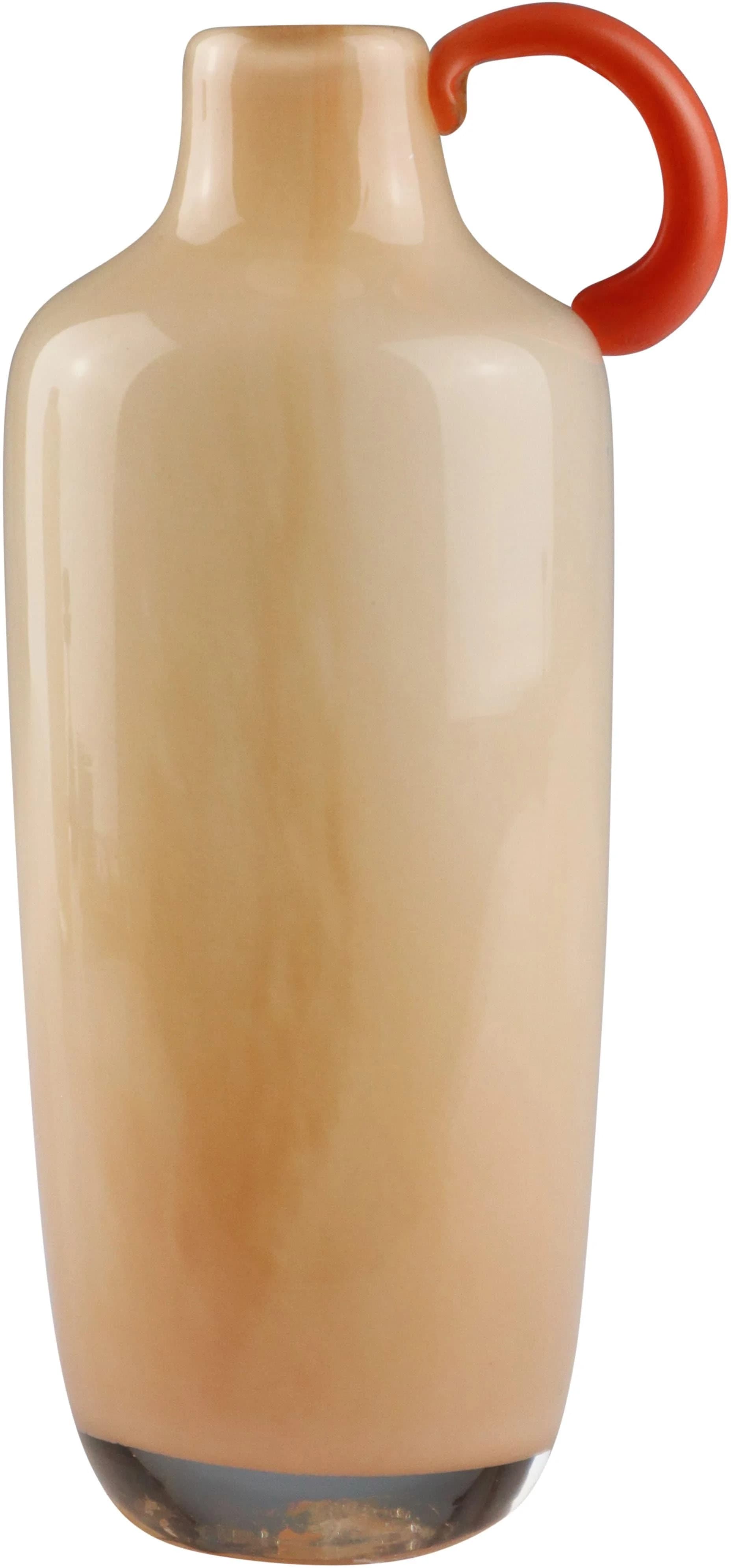 AM DESIGN Braune Glasvase mit orangem Griff Dekovase