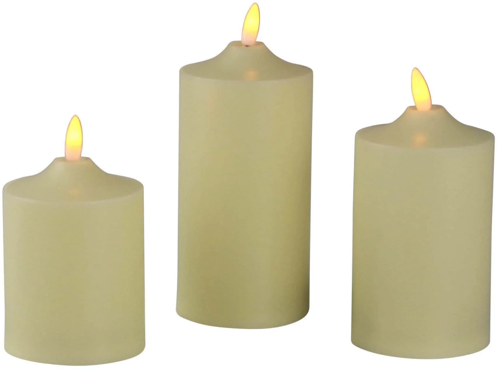 AM Design LED-Kerzenset 3-tlg. Creme mit beweglicher Flamme