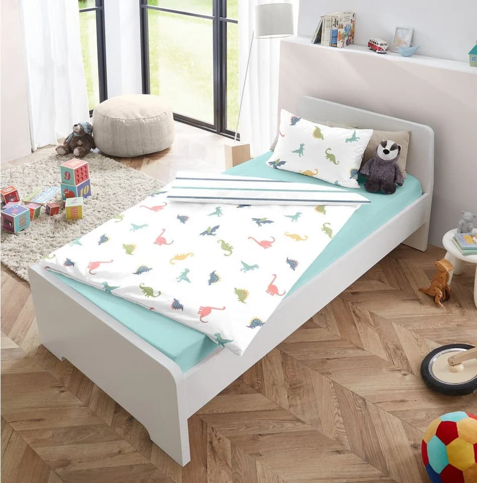 Soma Babybettwäsche Dino Perkal 2 teilig Babybettwäsche + Spannbettlaken Baumwolle