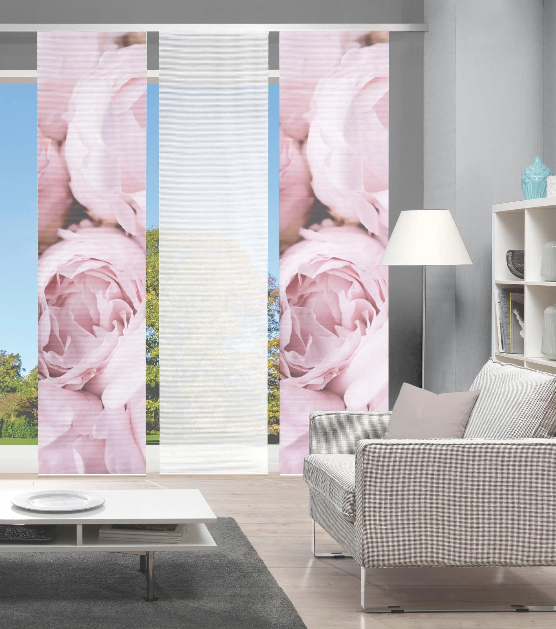 Schiebegardine VISION S Rosa Bambus-Optik Digital Bedruckt