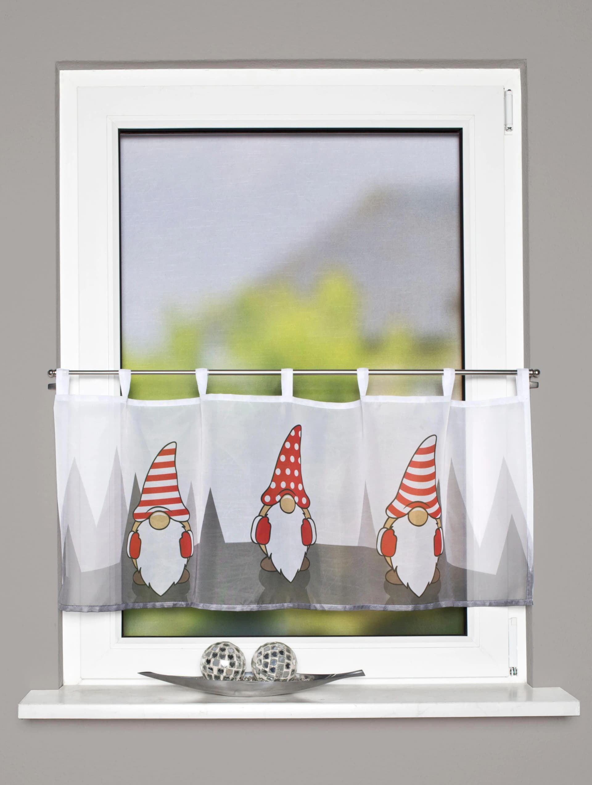 HOME WOHNIDEEN Scheibengardine IMPALO Rot Voile Digital Bedruckt