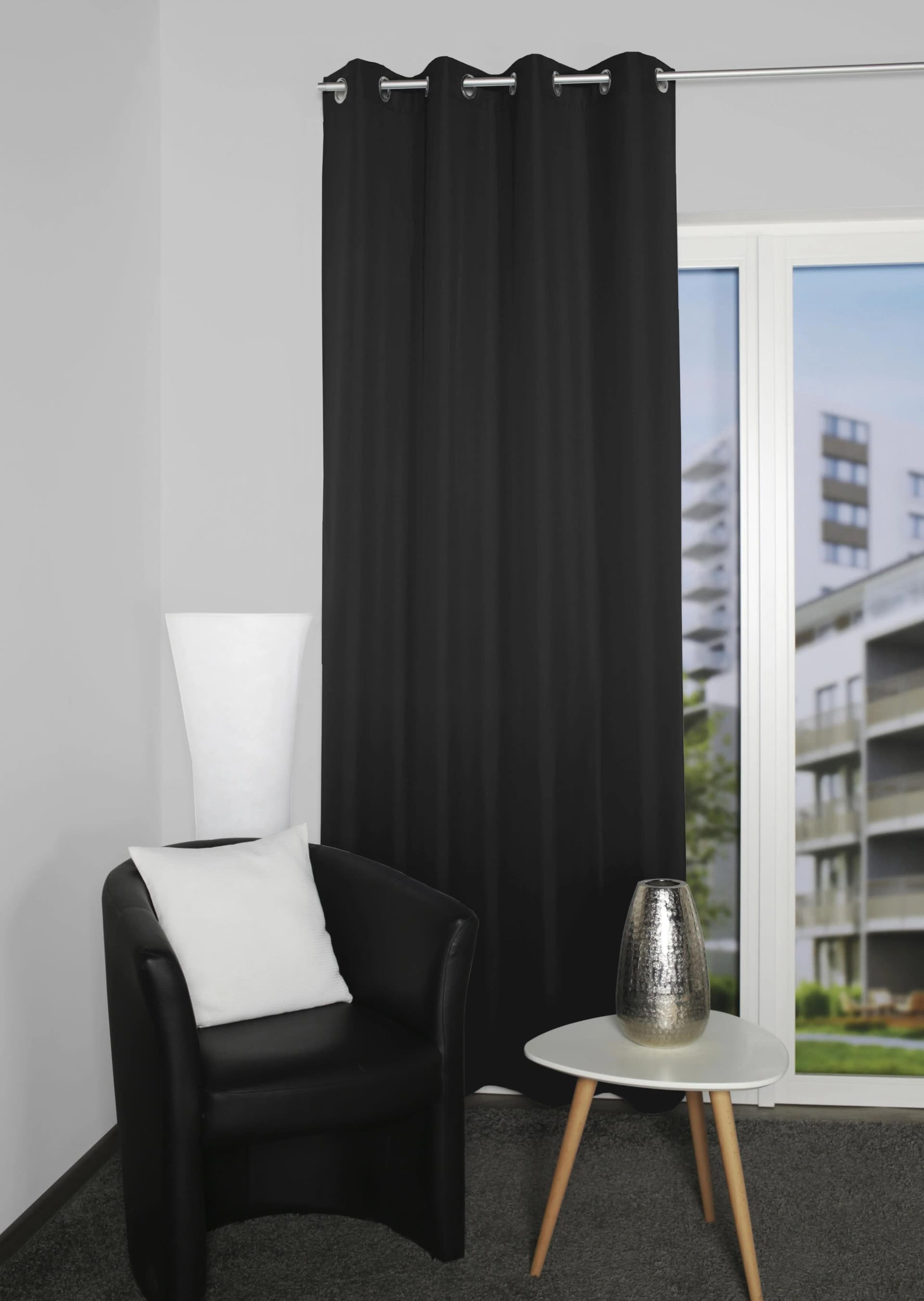 HOME BASICS Vorhang ATLANTIK Schwarz Ösenschal 140x235cm