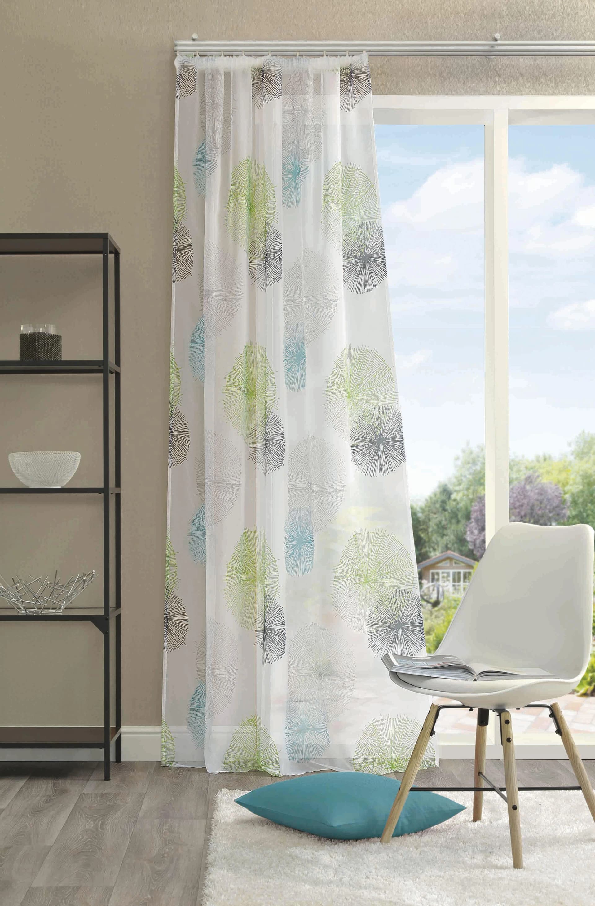 HOME WOHNIDEEN RAWLINS Vorhang Grün Kräuselband Voile