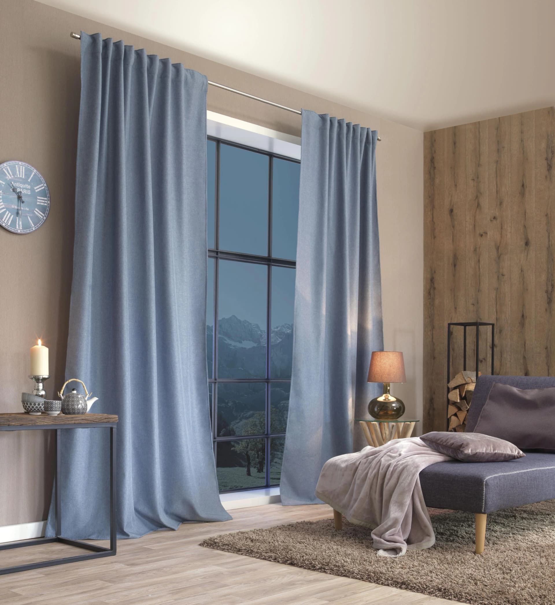 HOME BASICS Vorhang ESKIMO Blau Thermostoff Uni