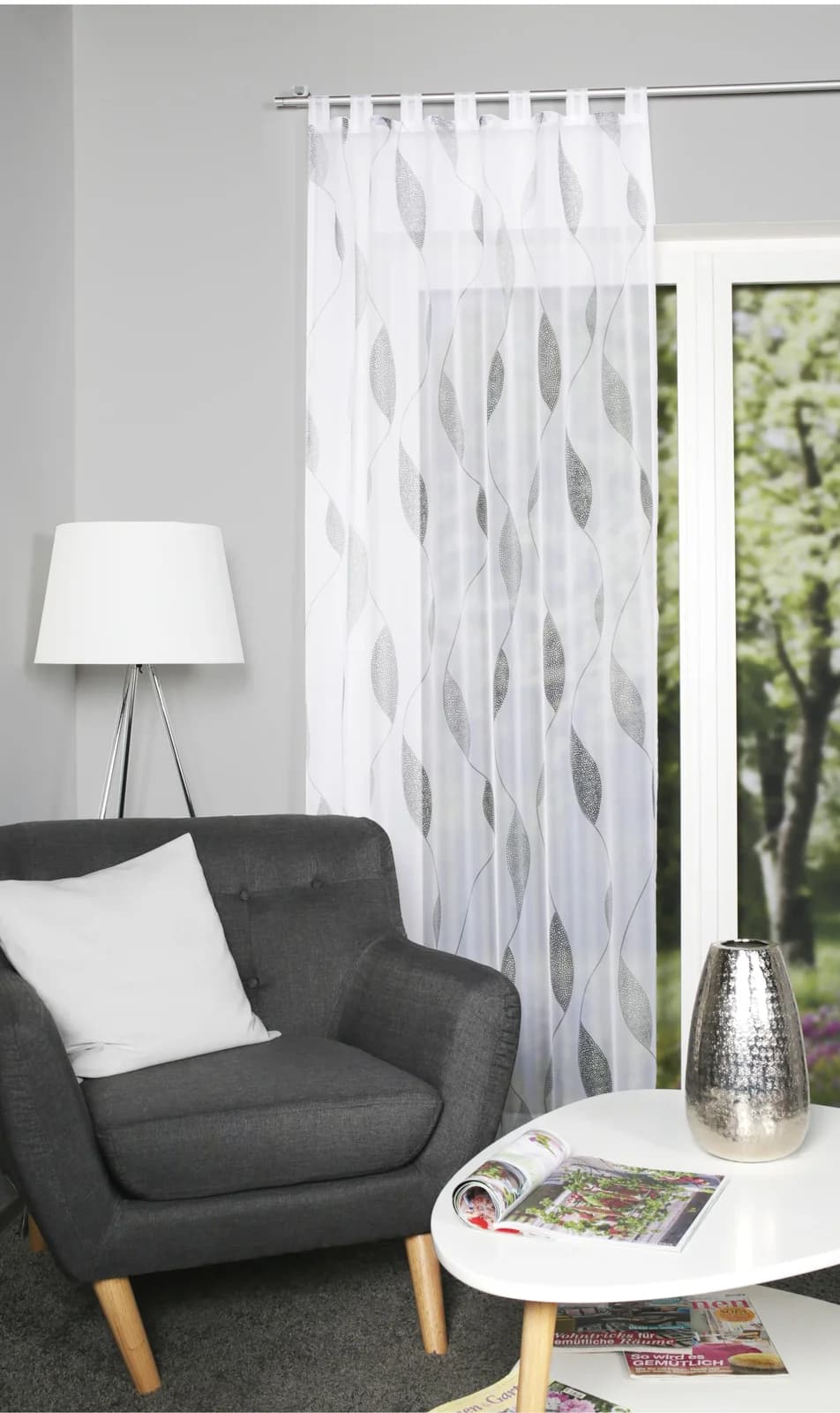 HOME WOHNIDEEN Vorhang PAOLO Grau Transparent Voile