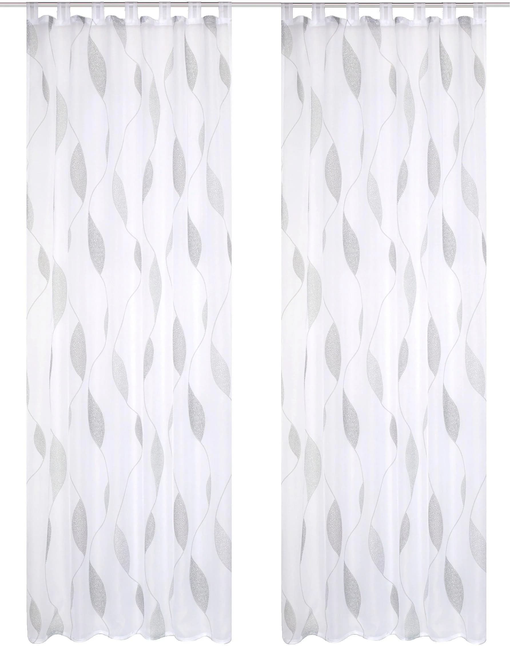 HOME WOHNIDEEN Vorhang PAOLO Grau 2er Pack Schlaufenschal Voile