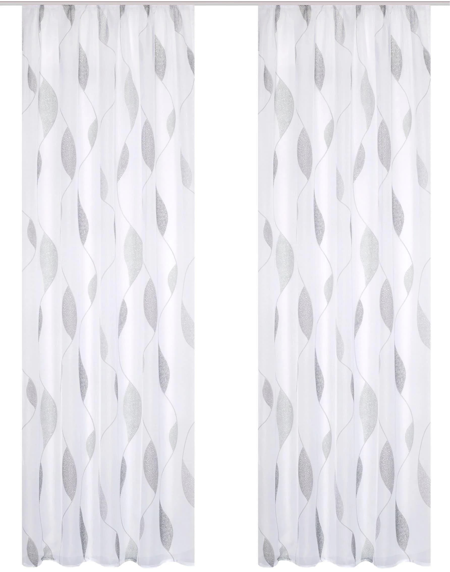 HOME WOHNIDEEN Vorhang PAOLO Grau 2er Pack Voile Polyester