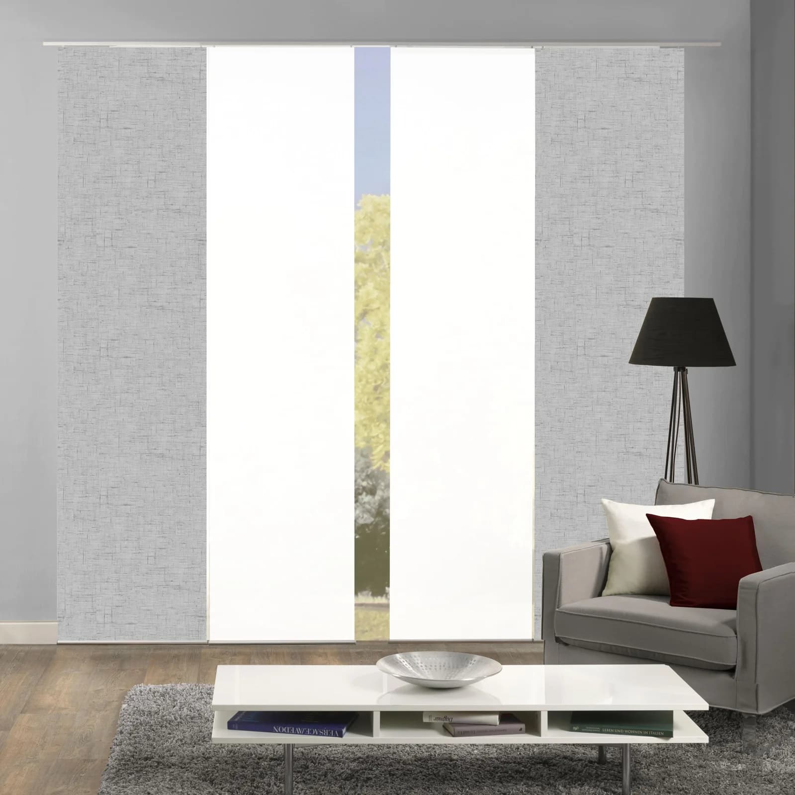 Home Wohnideen Schiebegardine PIVE 4er Set Silber Seidenoptik