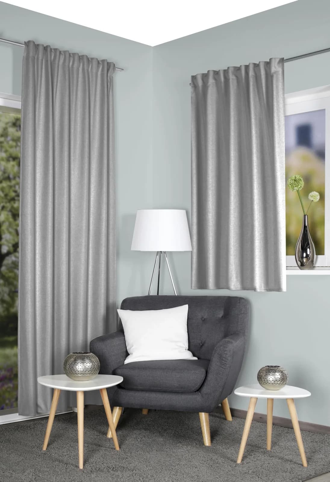 Home Wohnideen Thermo-Vorhang Silber Leinenstruktur Blickdicht