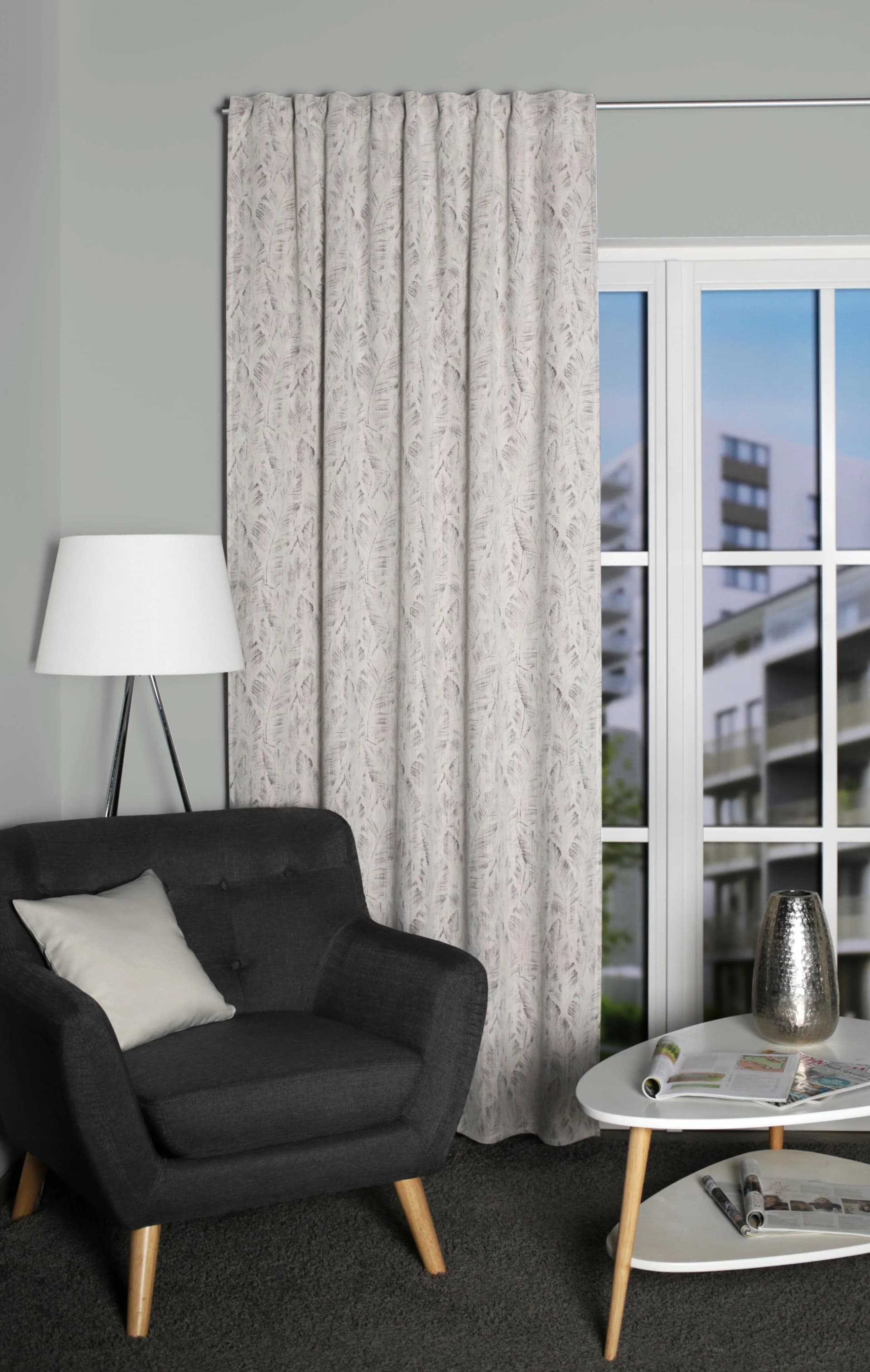 HOME WOHNIDEEN Verdunkelungsvorhang TAREA Natur Polyester Feder-Motiv