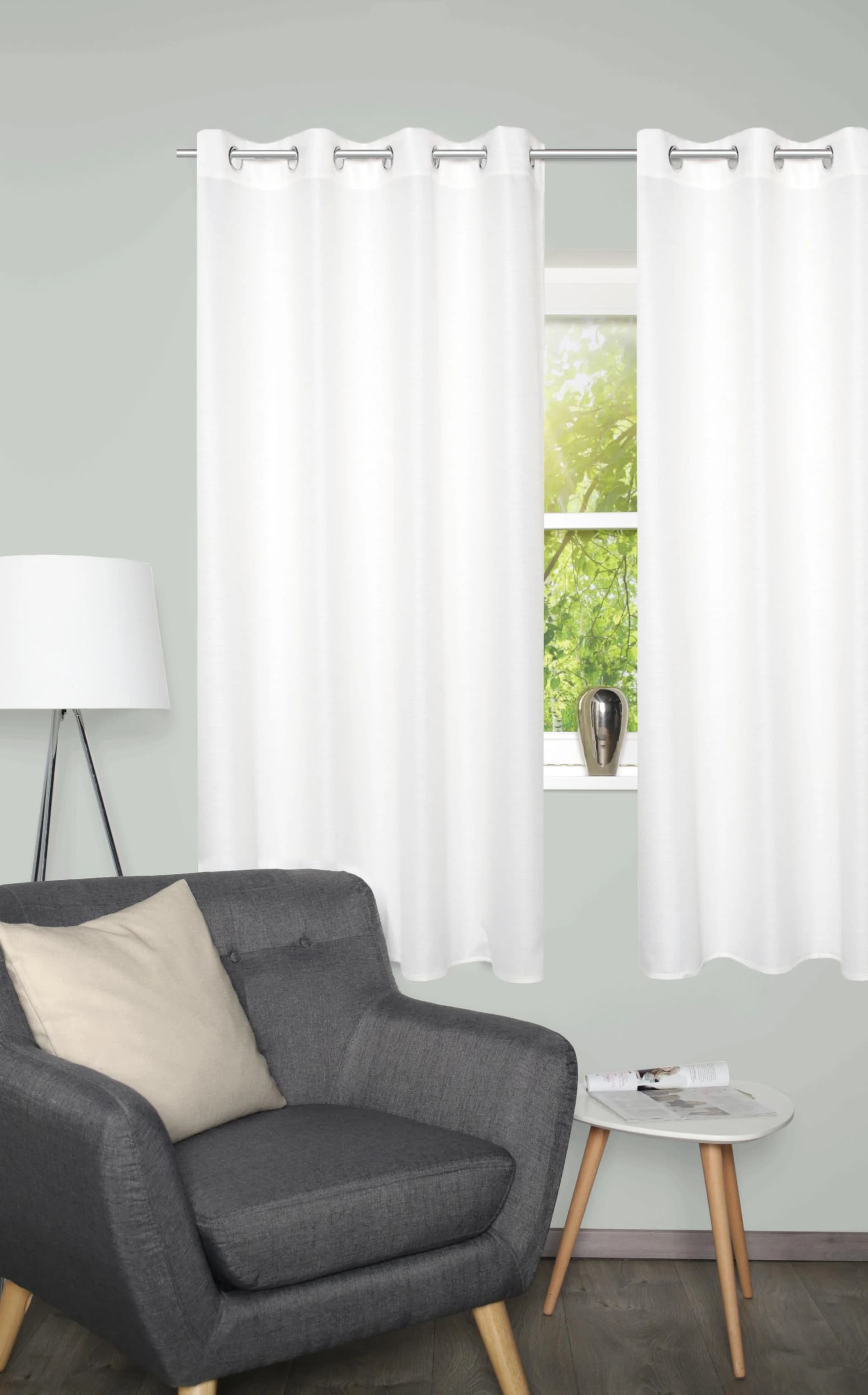 Vorhang HOME BASICS BENOGA 2er Set Wollweiß Polyester
