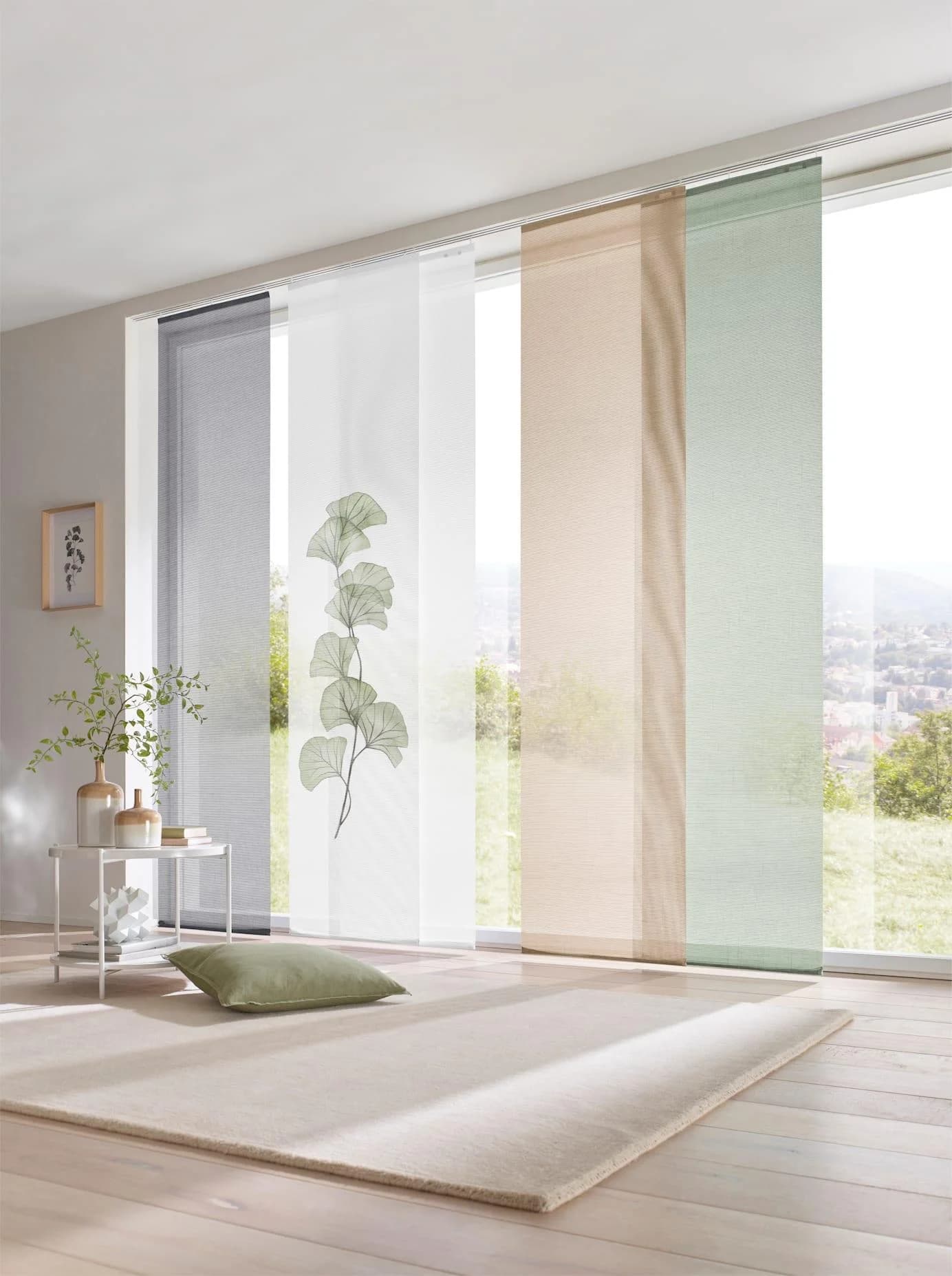 Schiebegardine HEINE HOME Bambus-Optik Salbei-Weiß