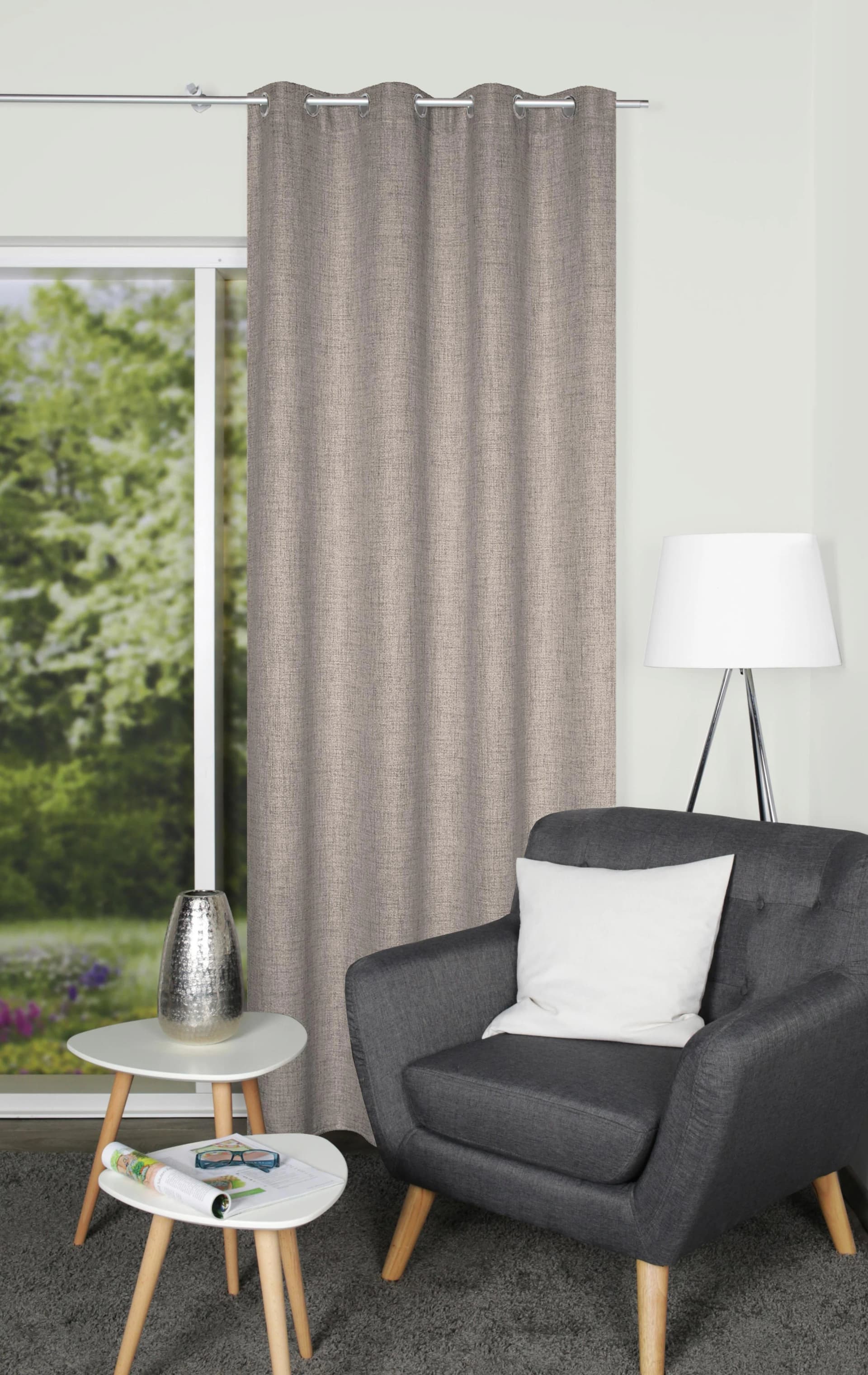HOME WOHNIDEEN LINORA Vorhang Taupe 140x245 cm Polyester
