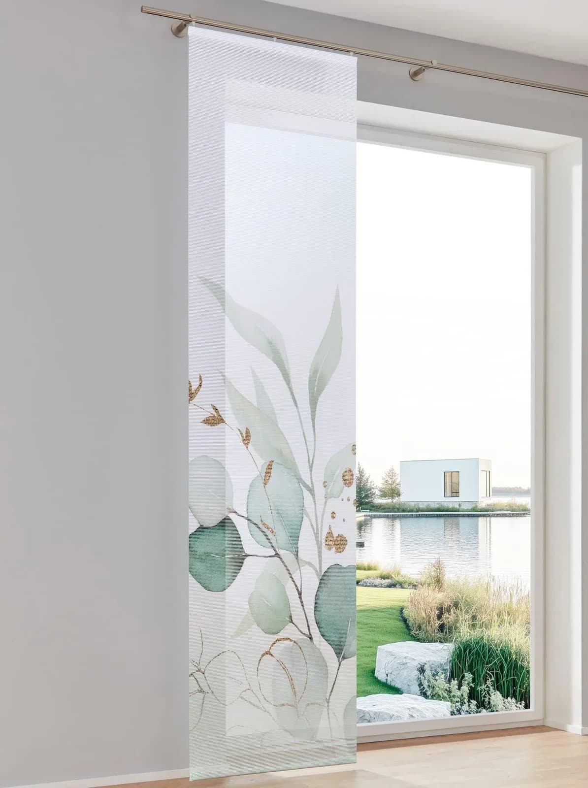 Schiebegardine HEINE HOME Weiß-Grün Bambus-Optik