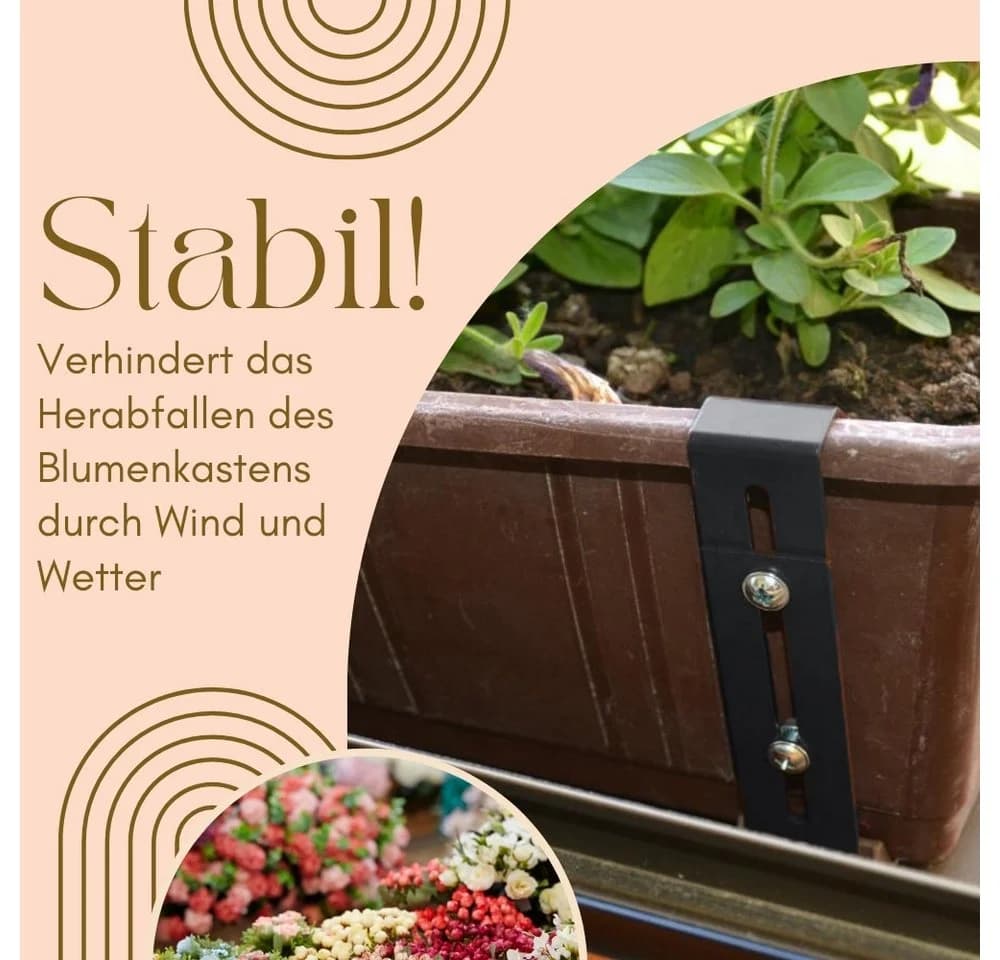 GarPet Blumenkastenhalter 4er Set Anthrazit Bohrungsfrei