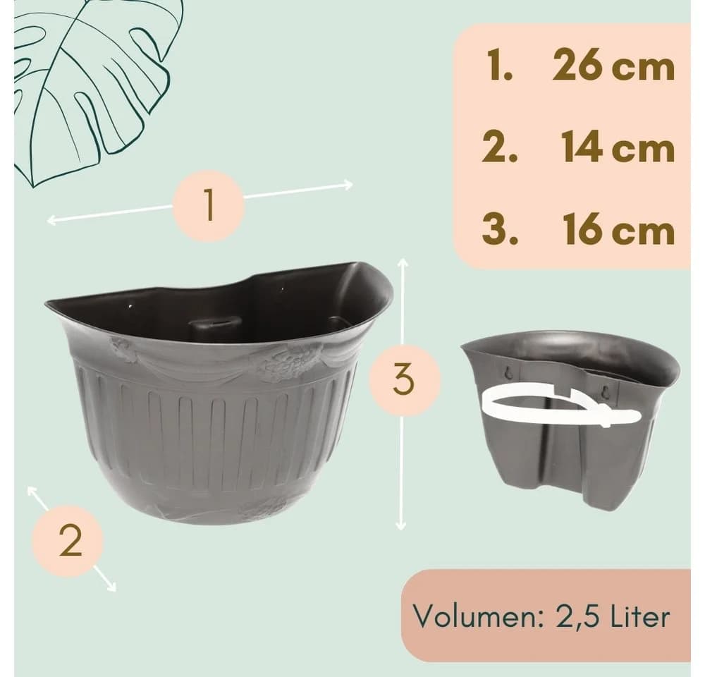 GarPet Blumentopf 2er Set für Regenrohr Wandtopf Anthrazit