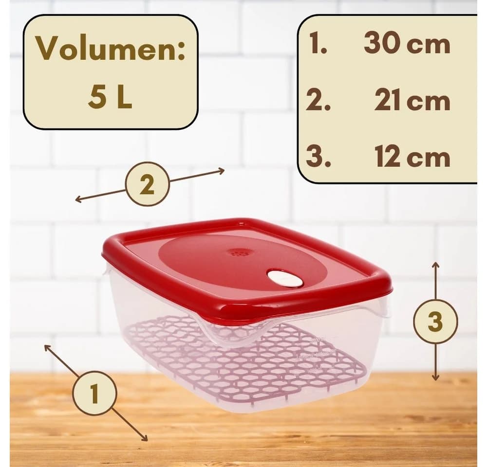 GarPet Frischhaltedose 4er Set mit Abtropfgitter und Deckel 5 L