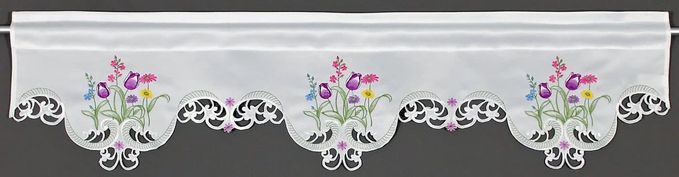 HOSSNER Querbehang Blumensee Bunt Polyester mit Cut-Outs