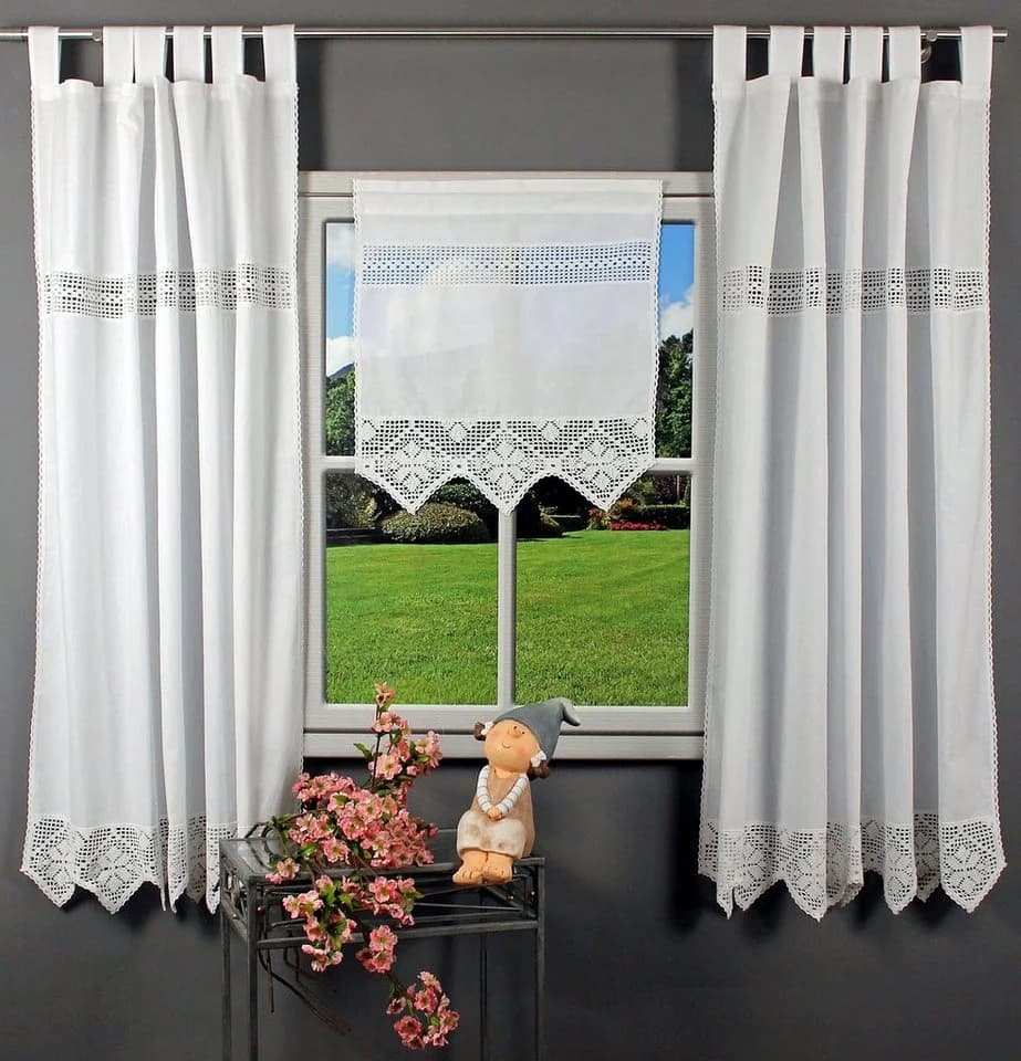 HOSSNER Scheibengardine Bärental Weiß Landhausstil Baumwolle Polyester