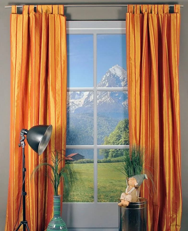 HOSSNER Gardine Caumasee Rot/Gold Polyester Schlaufen