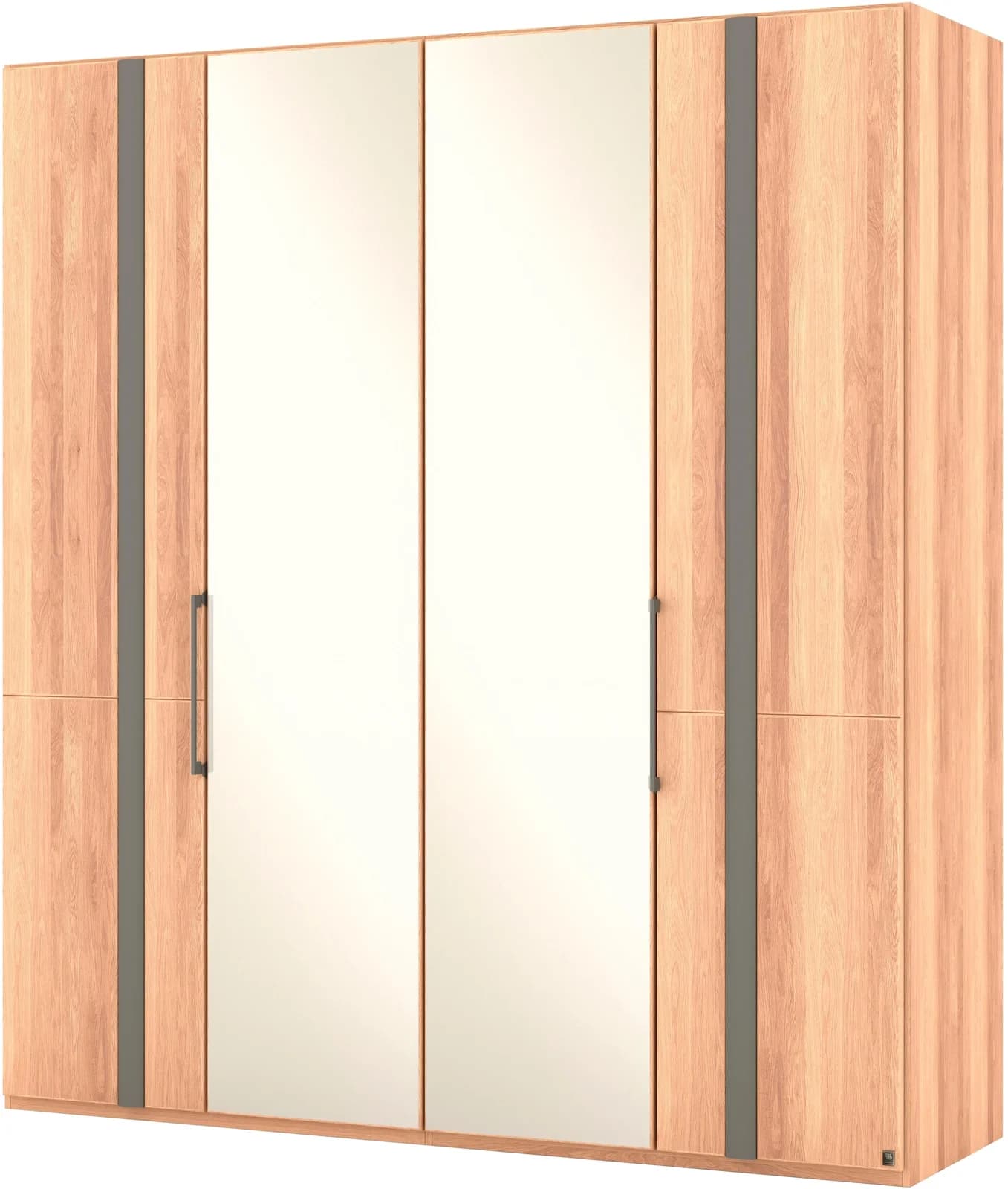 Drehtürenschrank aus Eiche und Parsol-Bronze-Spiegel, Braun, 200x217 cm