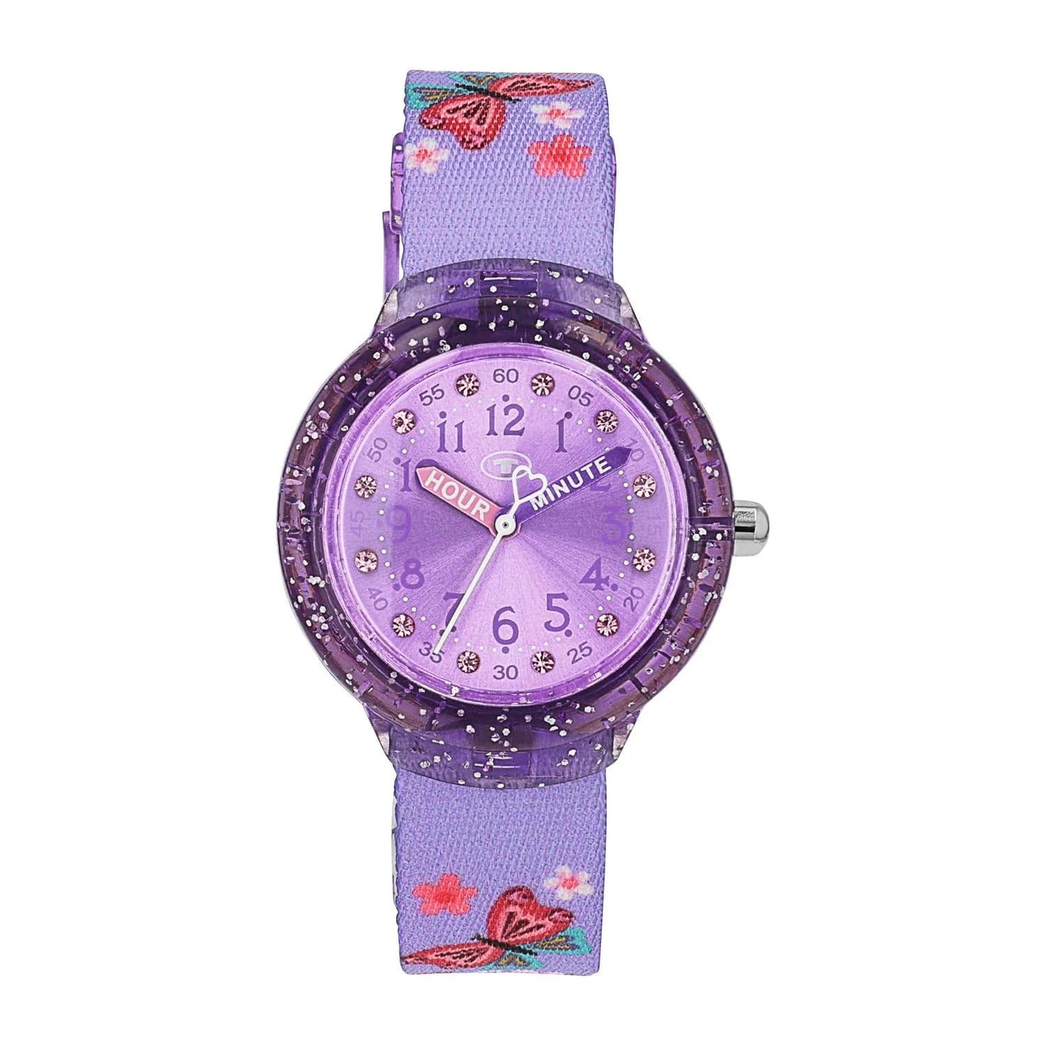 Tom Tailor Kinder Armbanduhr Analog Lila mit Textilband