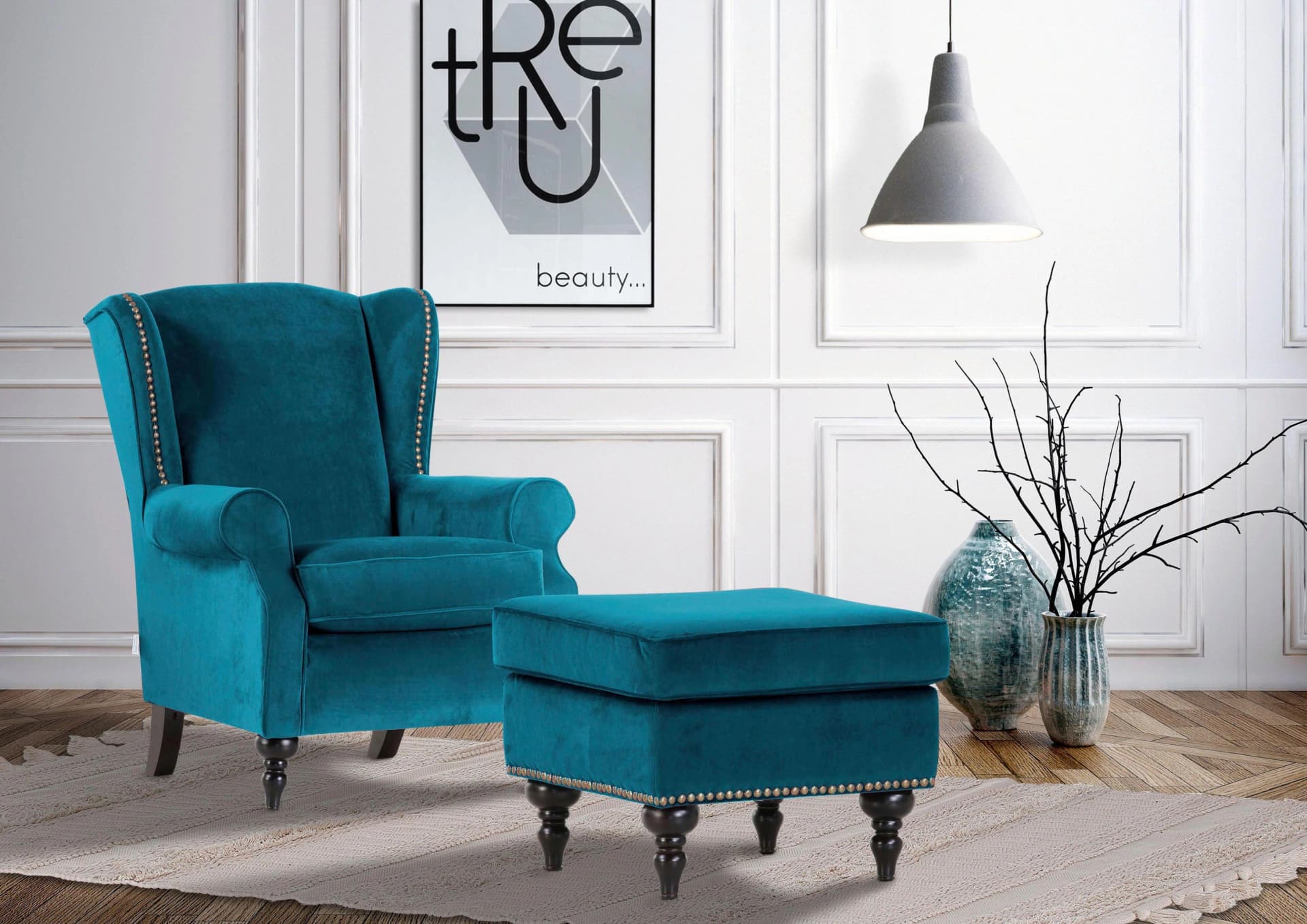 Ohrensessel GUTMANN FACTORY Bunt Polyester mit Holzfüßen