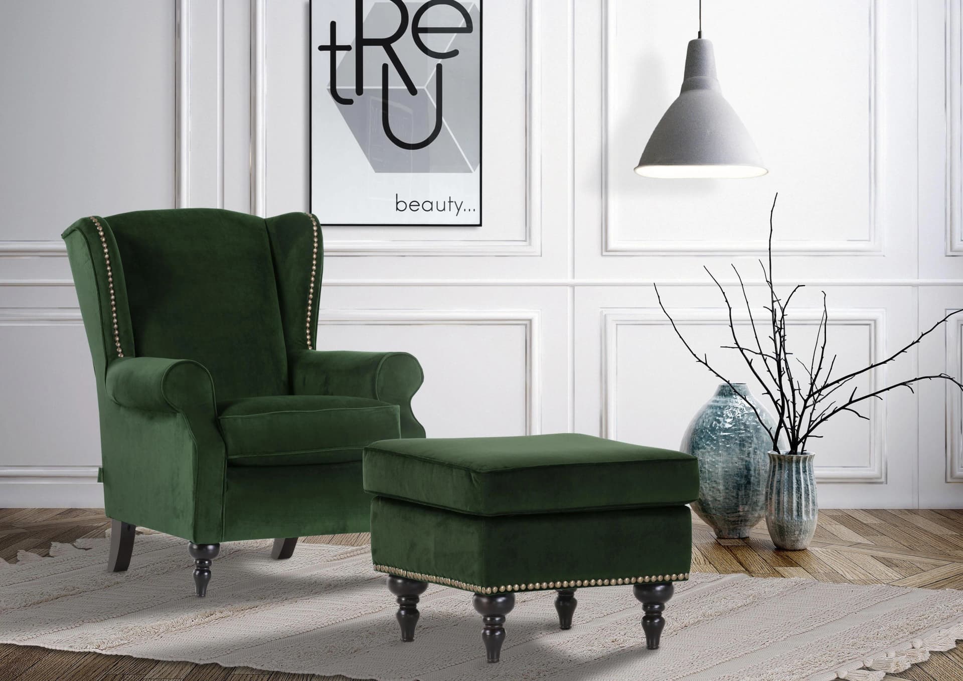 Hocker GUTMANN FACTORY Bunt Polyester Holz Füße