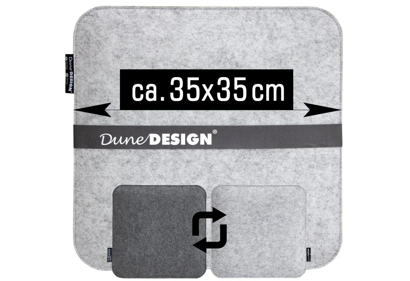 DuneDesign Filz Sitzkissen Wendekissen Grau 35x35 cm