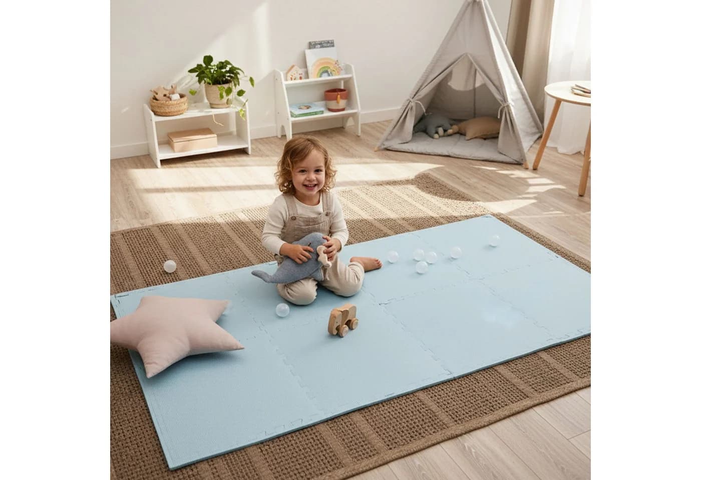 LittleTom Puzzlematte 8-tlg. Blau EVA-Schaum Spielmatte