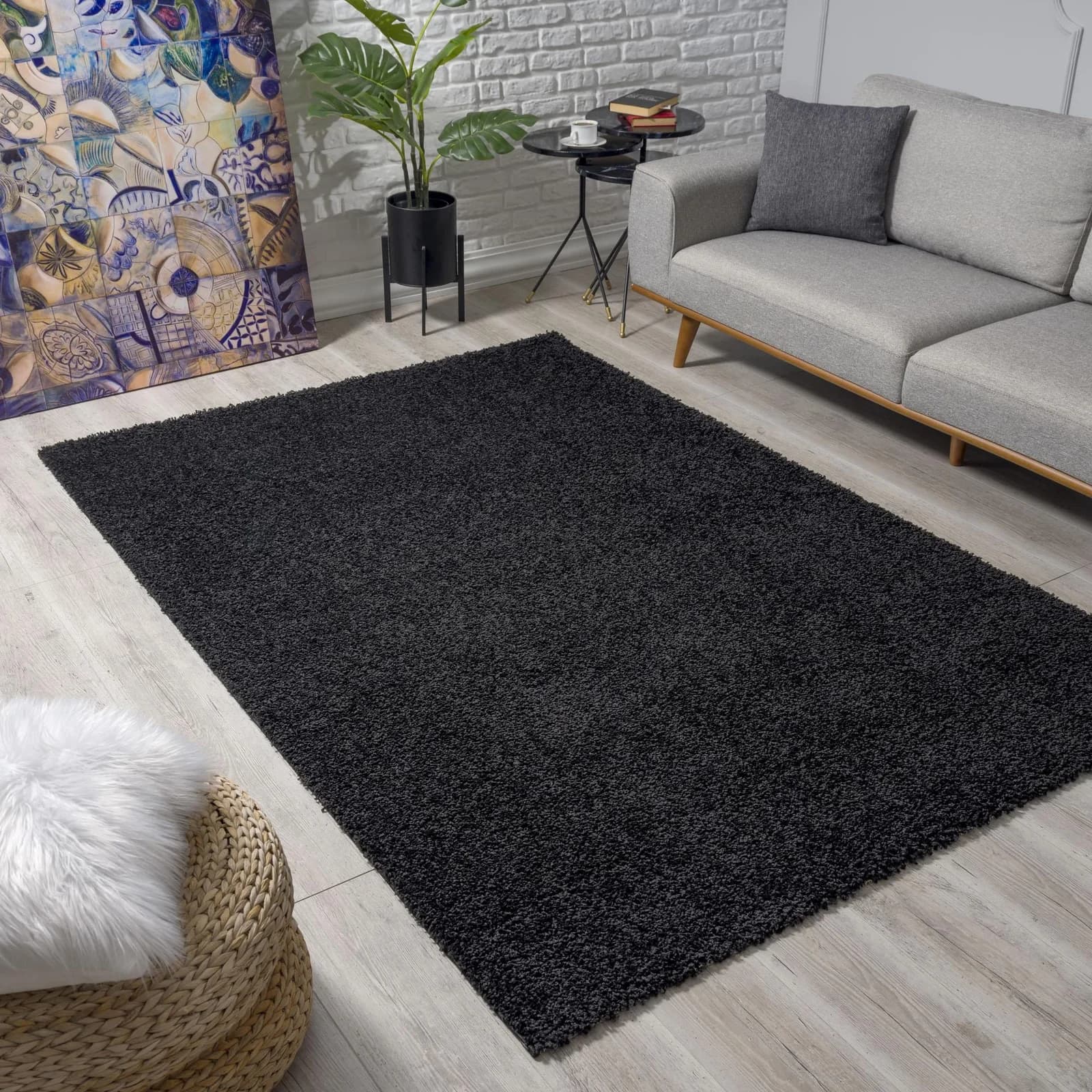Hochflor-Teppich SANAT Loca Gr. 6 Schwarz