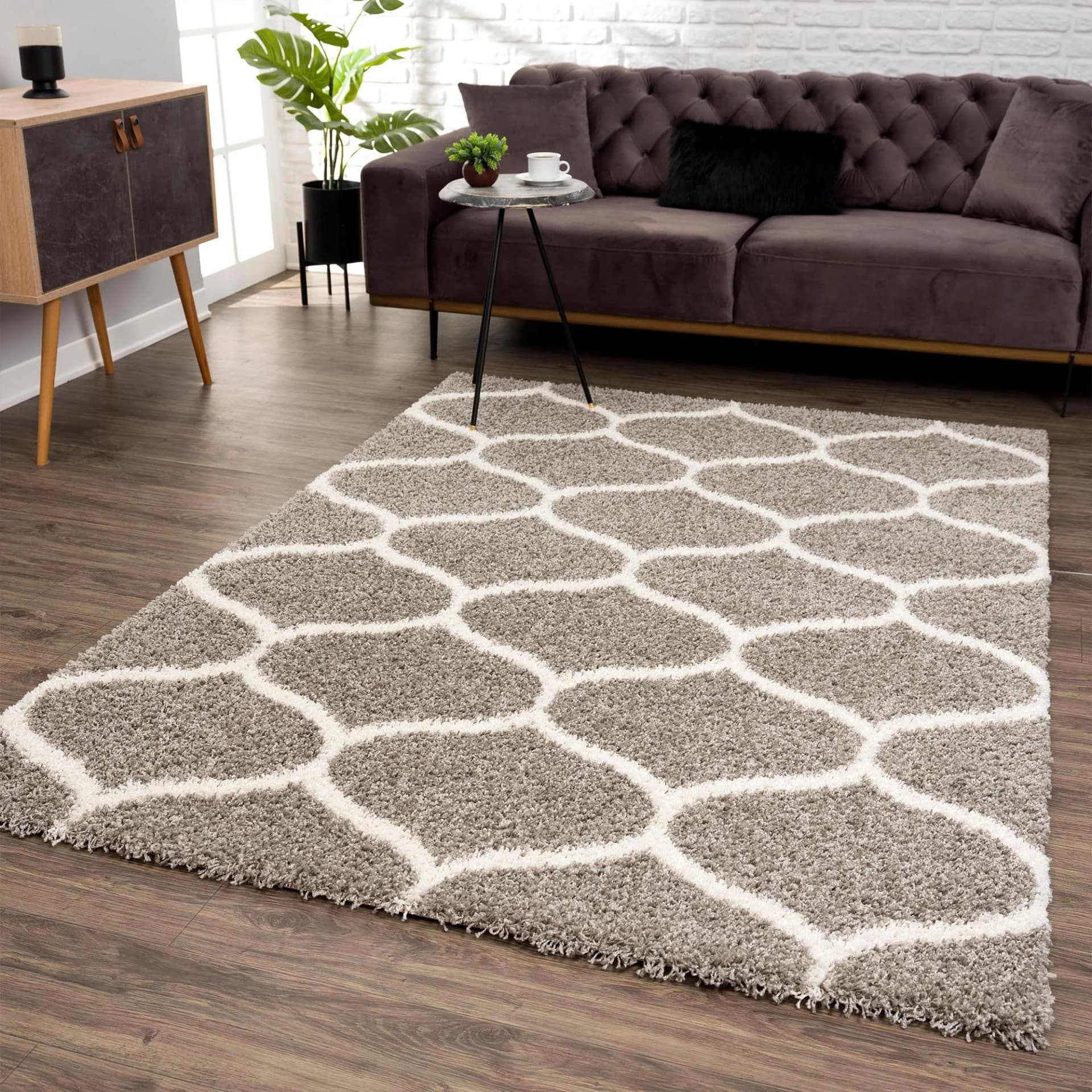 SANAT Hochflor-Teppich Madrid Hellgrau 120x170 cm