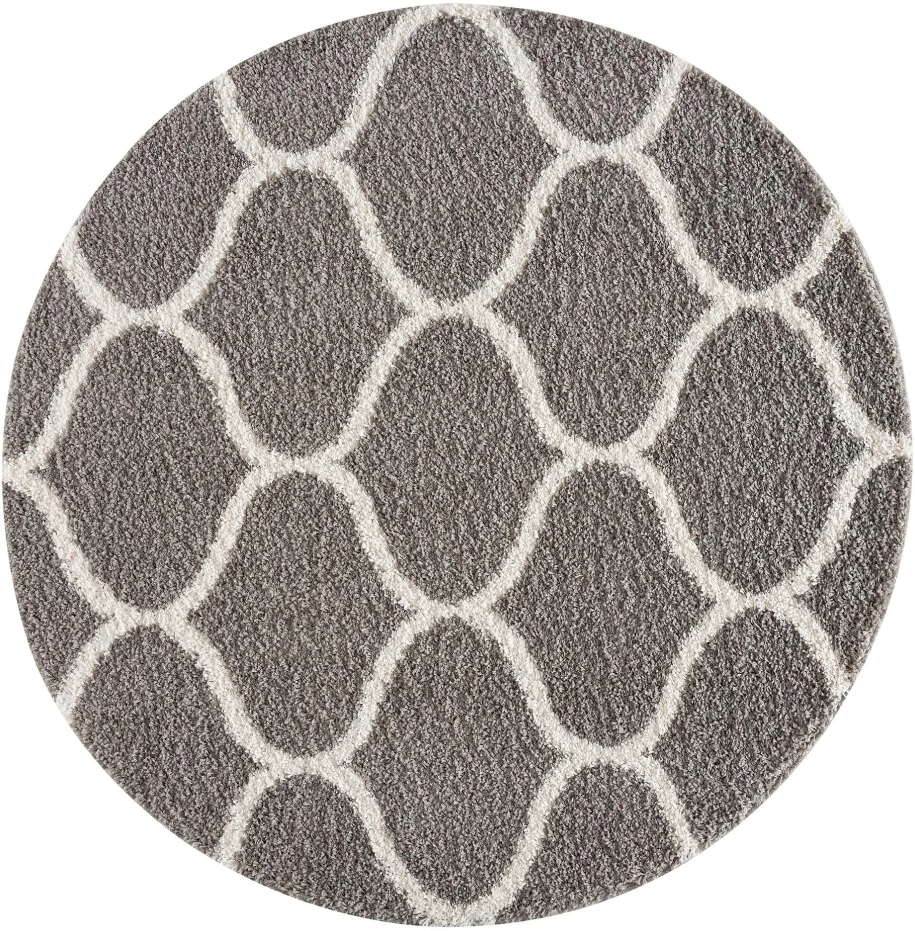 SANAT Madrid Hochflor-Teppich Hellgrau Rund 150cm