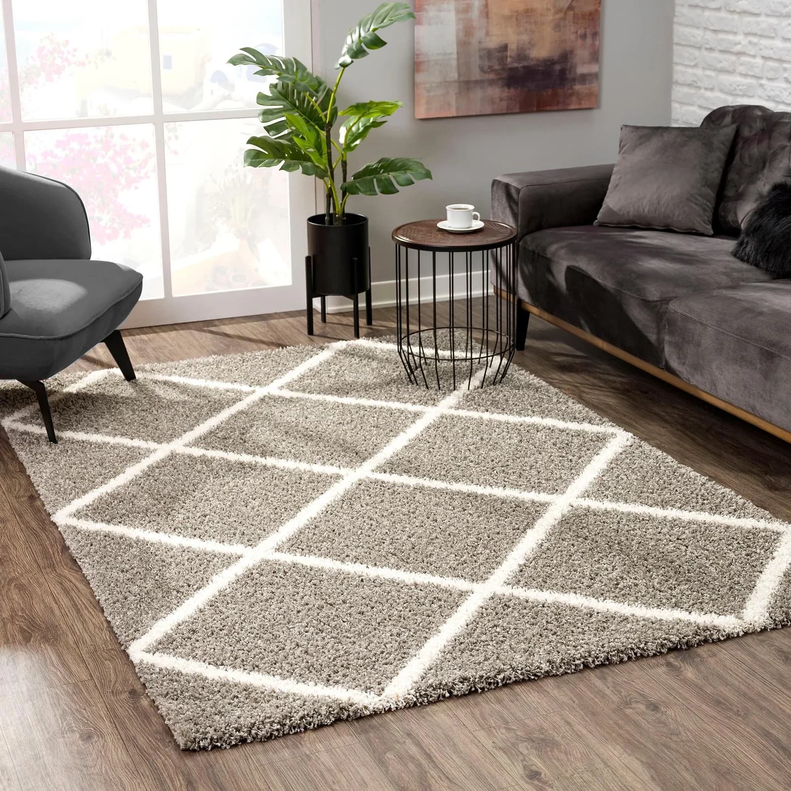 SANAT Hochflor-Teppich Madrid grau 80x150 cm