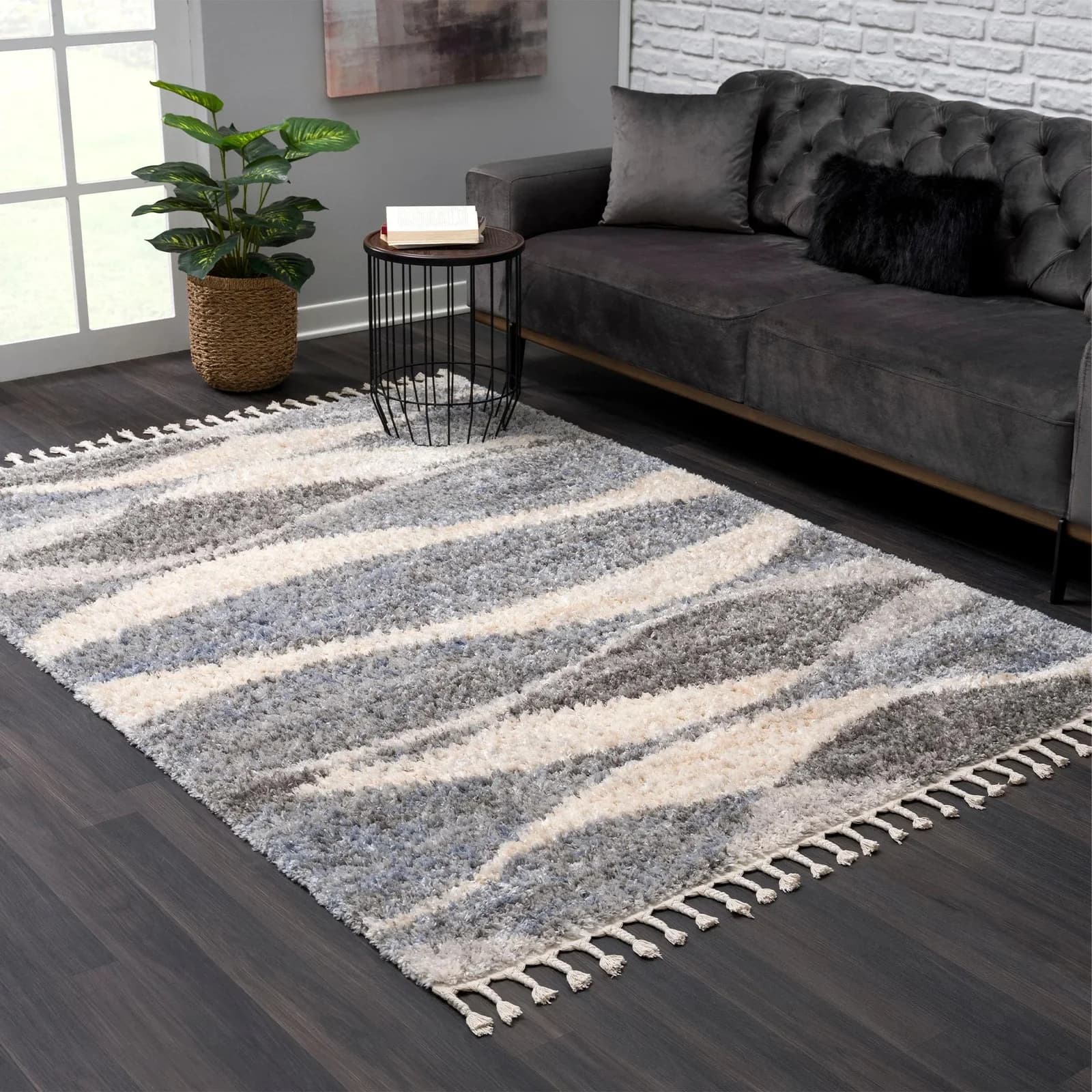 SANAT Hochflor-Teppich Versay 1505 Grau Langflor Shaggy