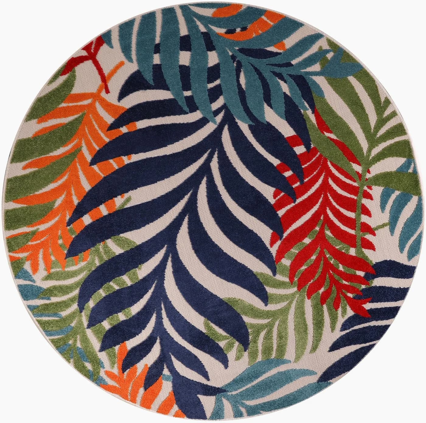 SANAT Floral Outdoor Teppich Bunt Rund 120cm