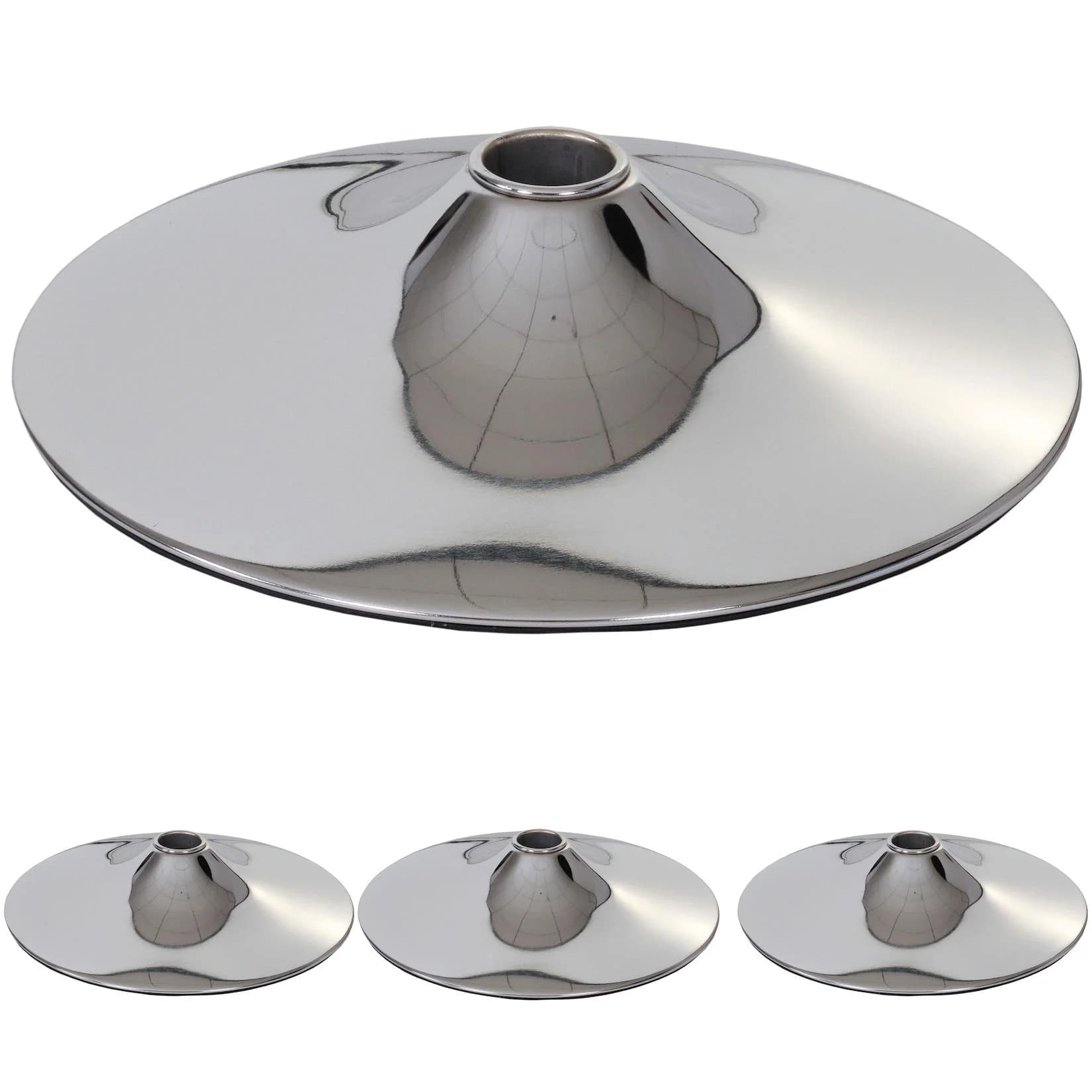 Moderne Fußplatte aus Metall in Chromoptik