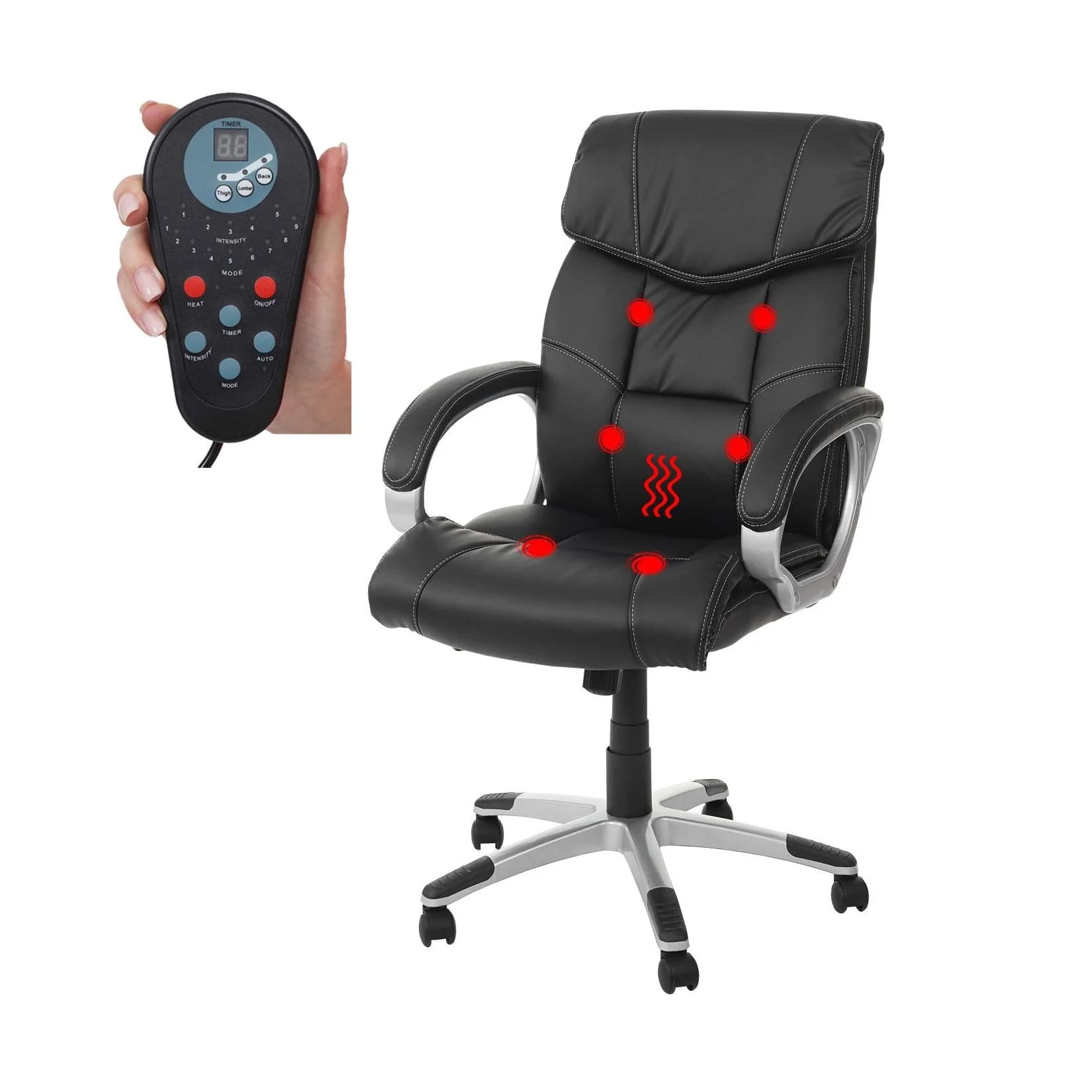 MCW Massage-Bürostuhl MCW-A71 Schwarz mit Heiz- und Massagefunktion