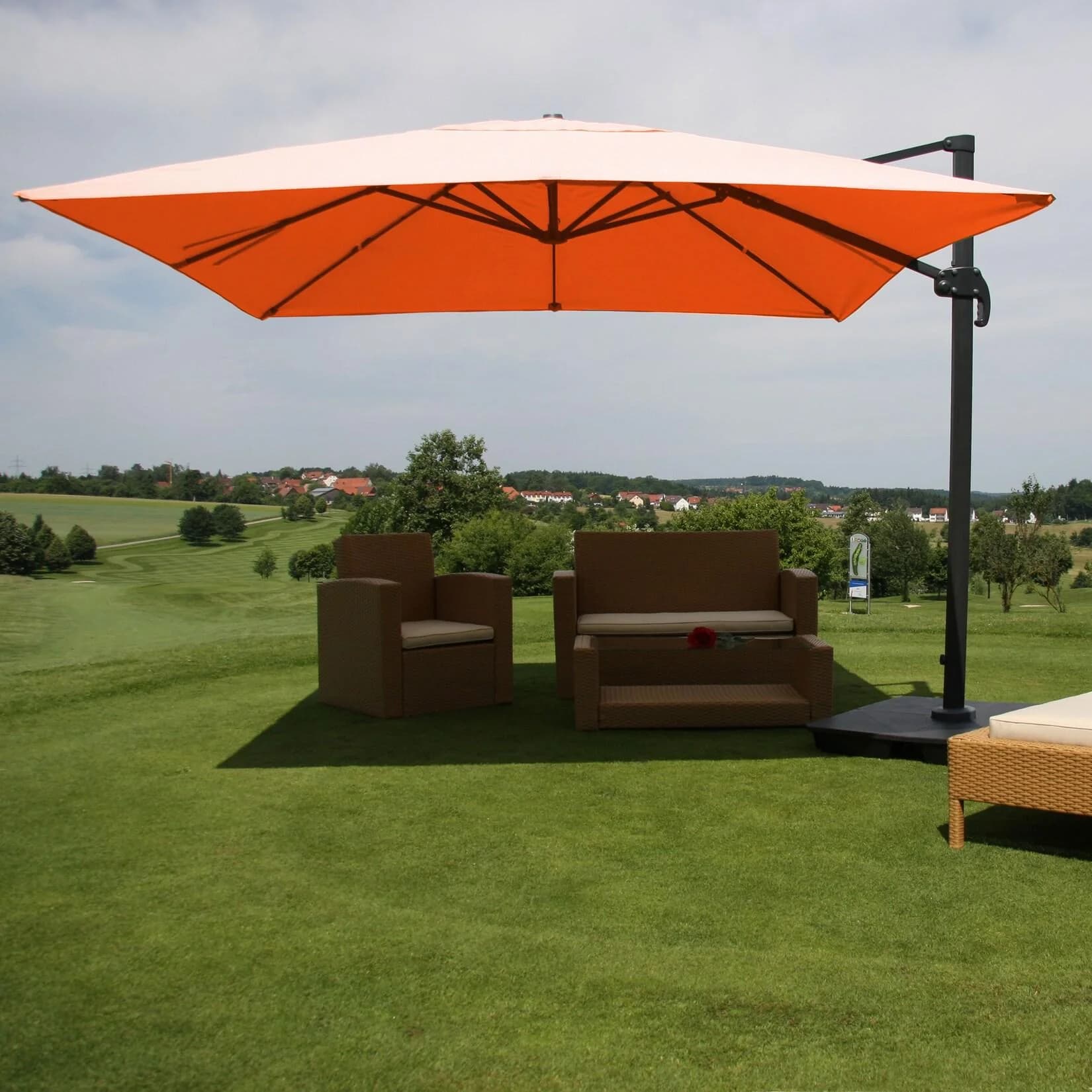 Ampelschirm MCW-A96 Gastronomie Sonnenschirm 3x3m Polyester/Alu 23kg Terracotta
