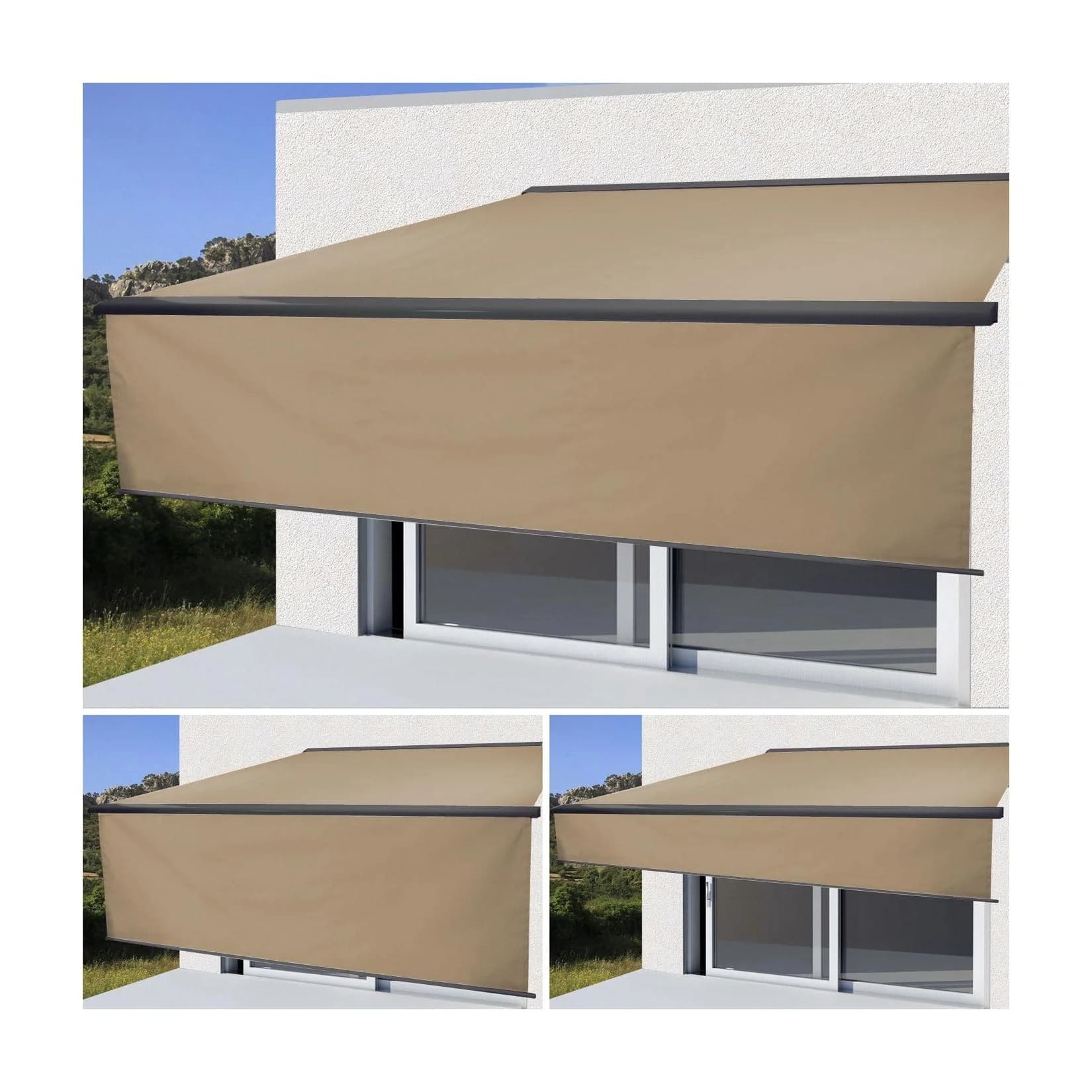 Elektrische Vollkassetten-Markise H124 5x3m Polyester Creme Anthrazit MCW