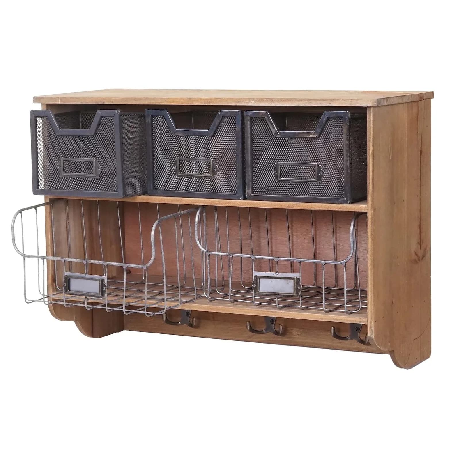 MCW Küchenregal Tanne Holz Vintage Patchwork Wandgarderobe