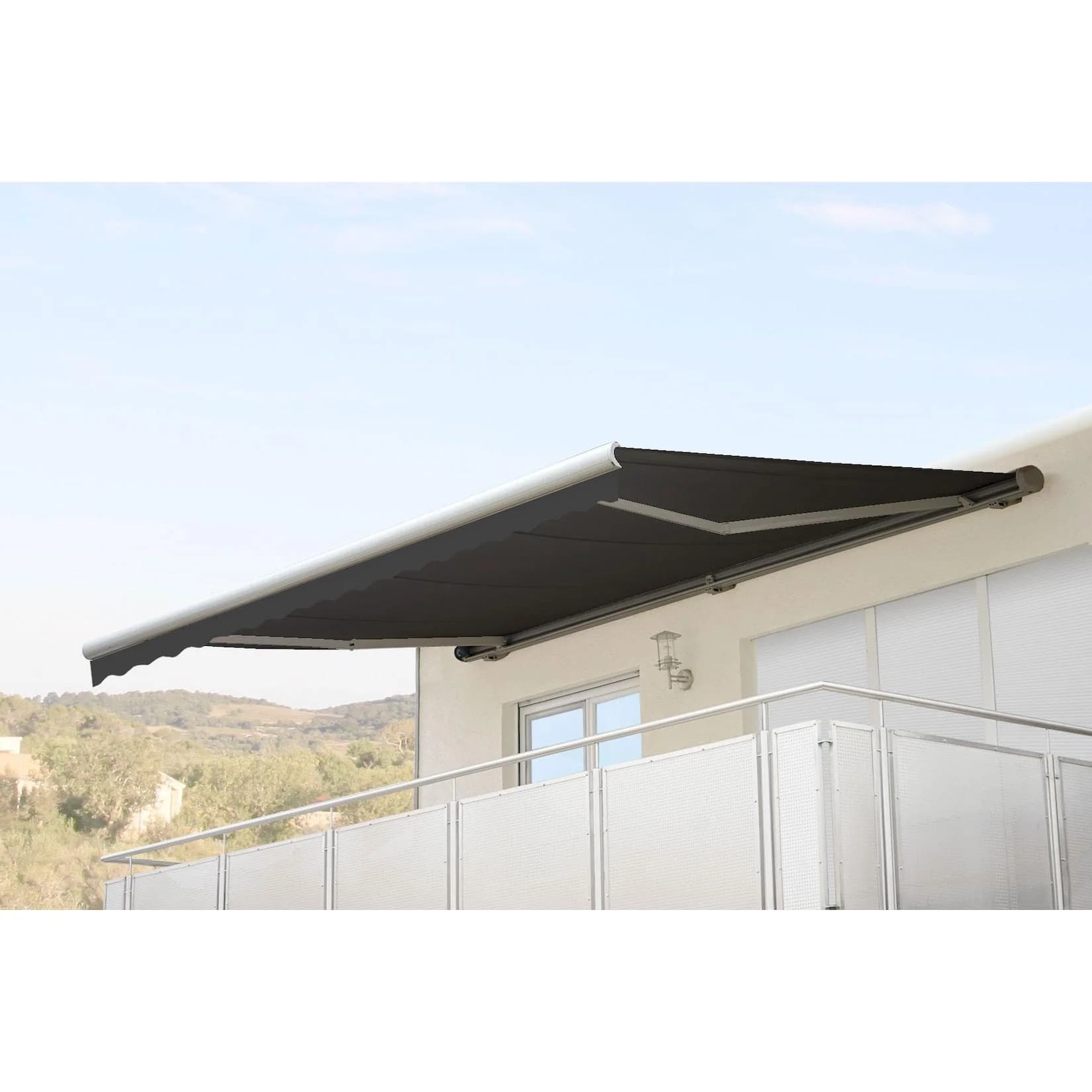 Elektrische Kassetten-Markise H124 Vollkassette Volant 5x3m Polyester Anthrazit