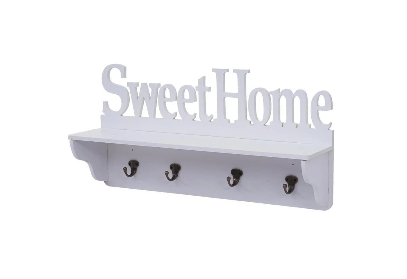 Wandgarderobe MCW-D41 Sweet Home 4 Haken Weiß Massivholz
