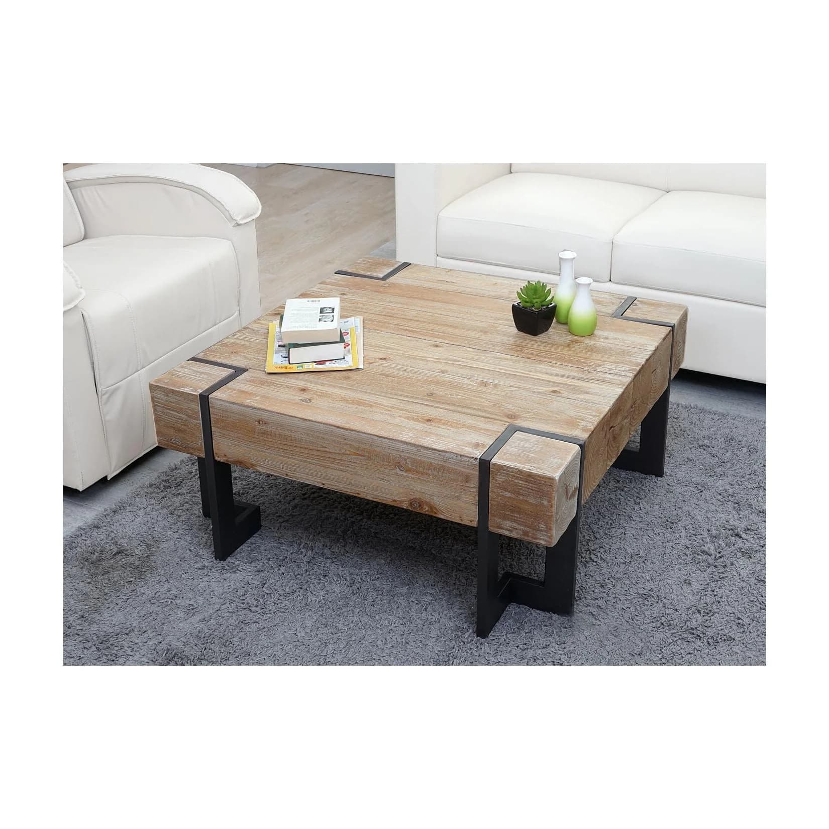 MCW Couchtisch MCW-A15 Rustikal Tanne Holz Naturfarben Industrial Look